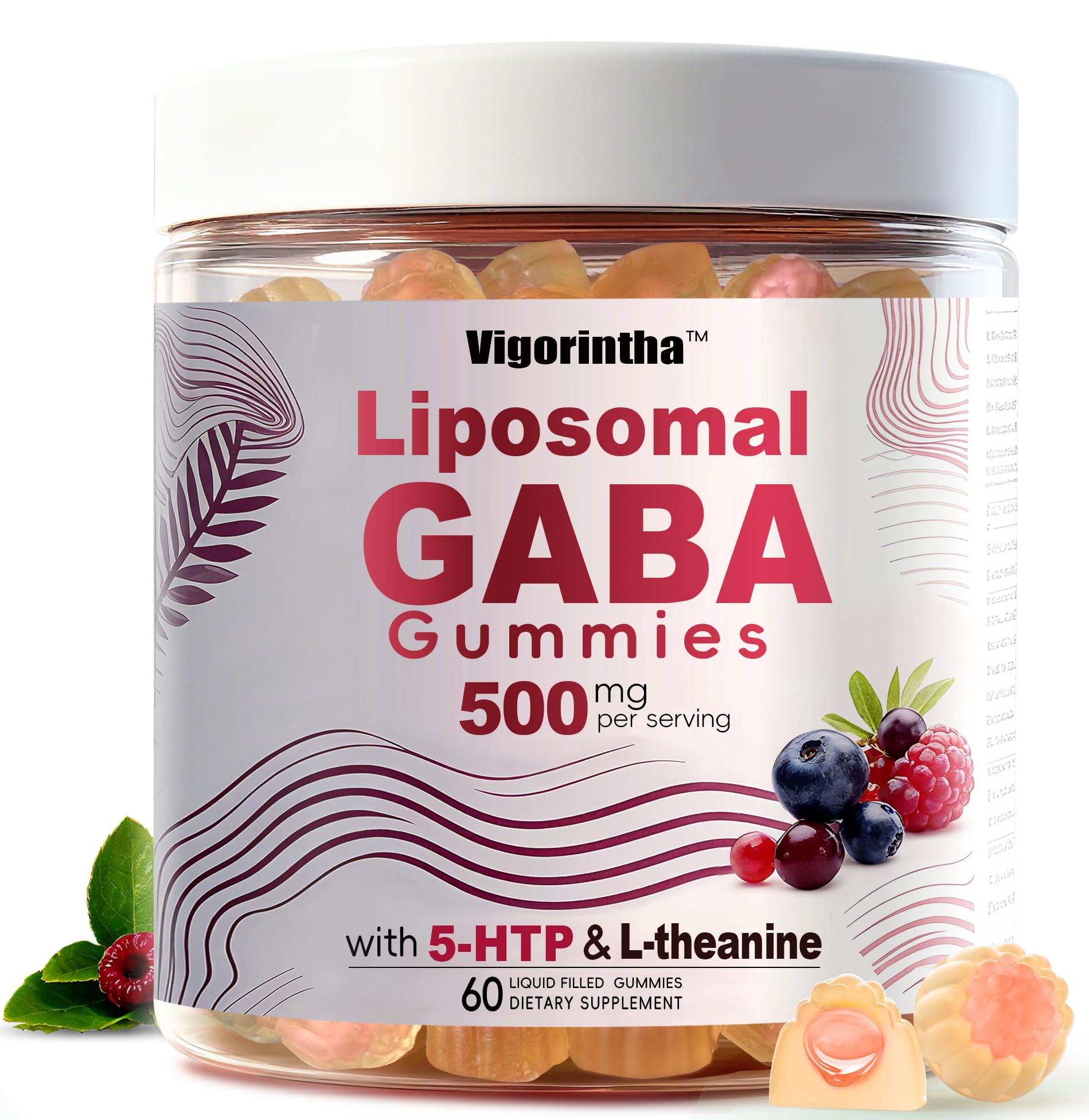 Vigorintha GABA Gummies with L-Theanine & 5-HTP Gummy 60 Count