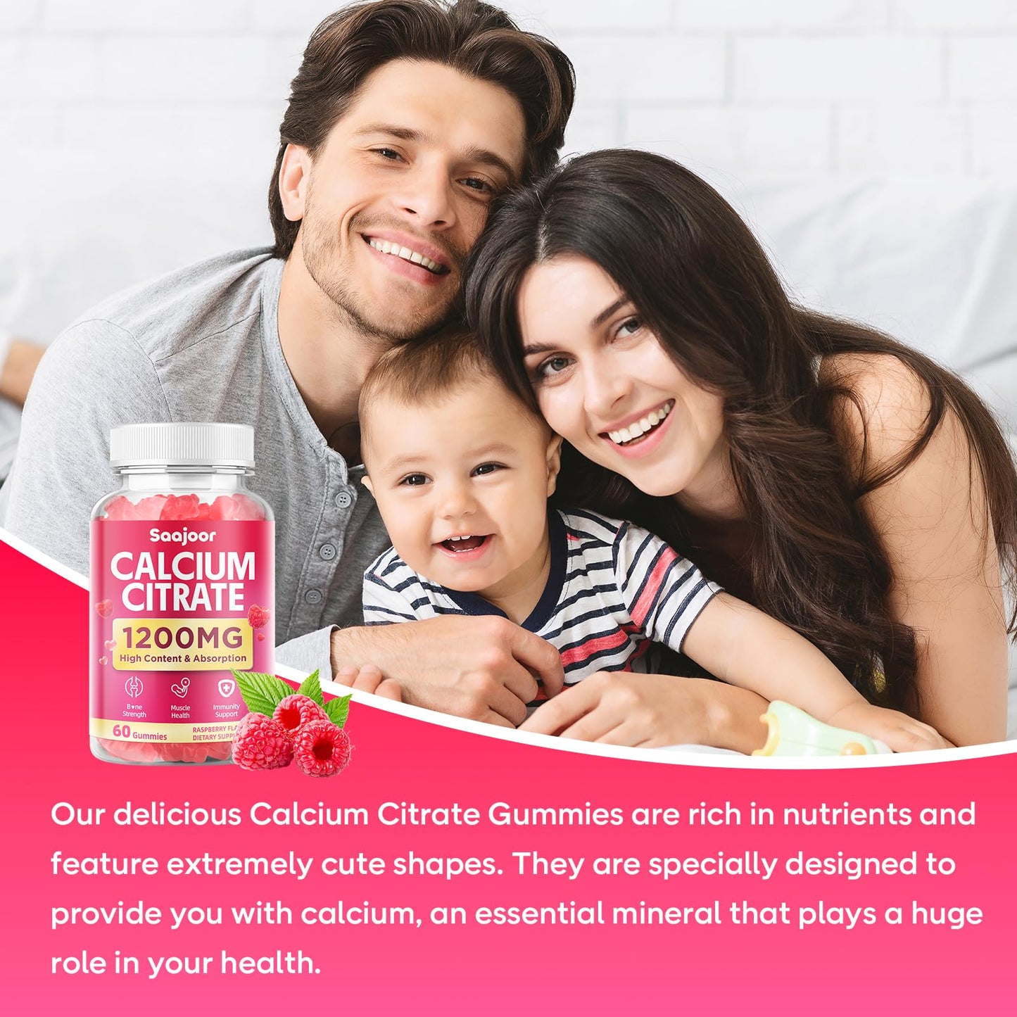 Saajoor Calcium Citrate Gummies 1200mg 2-Pack