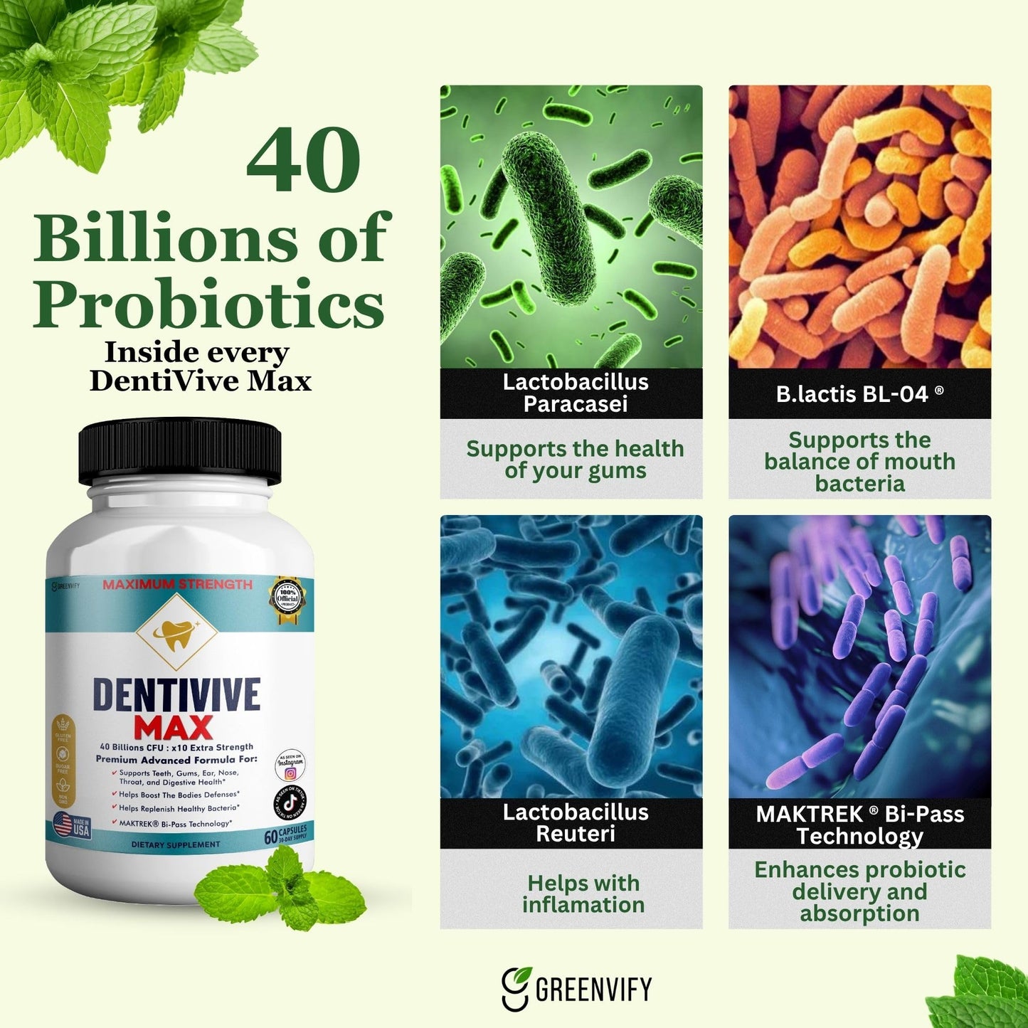 GREENVIFY DentiVive Max Probiotic Supplement Capsule 60