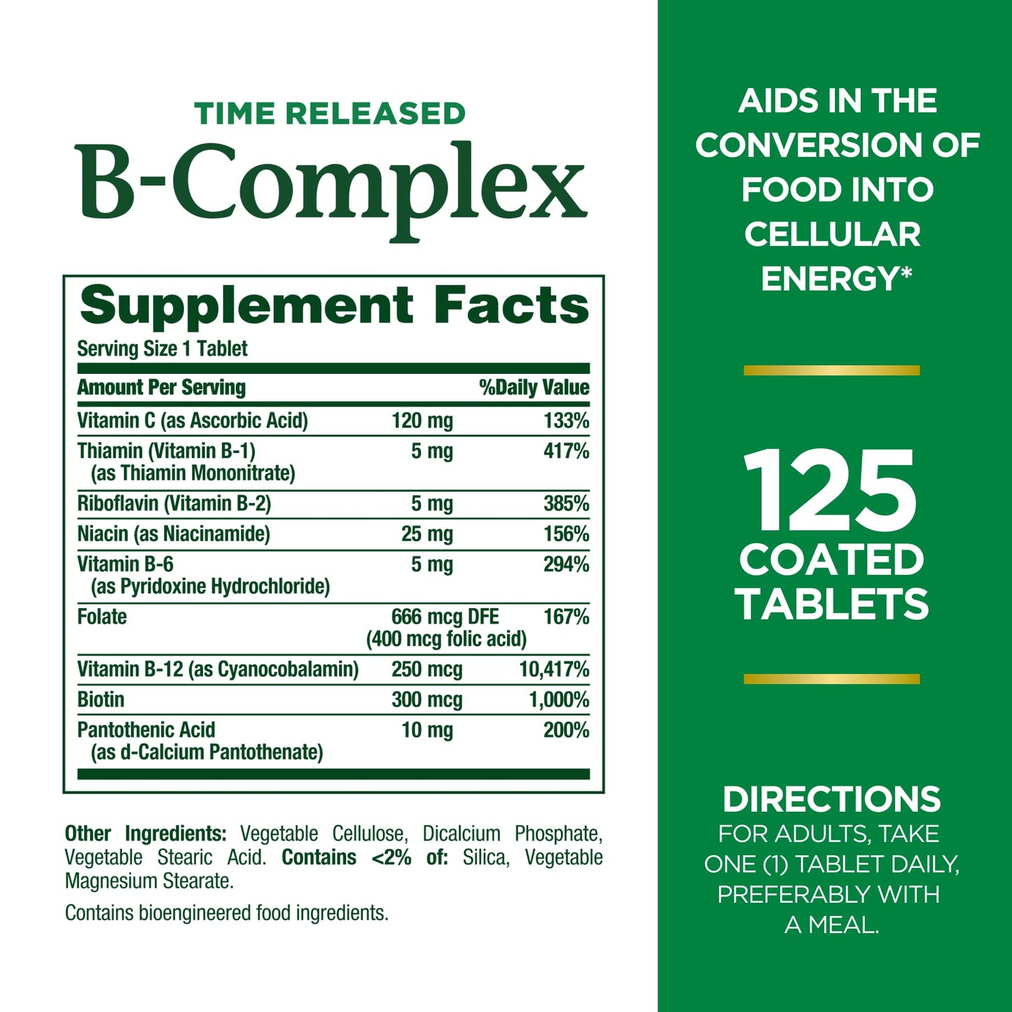 Nature's Bounty Vitamin B Complex with Vitamin C 125 Tablets