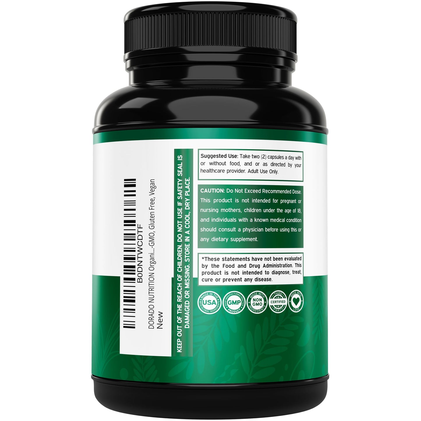 DORADO NUTRITION Organic Shatavari Capsules 180 Count