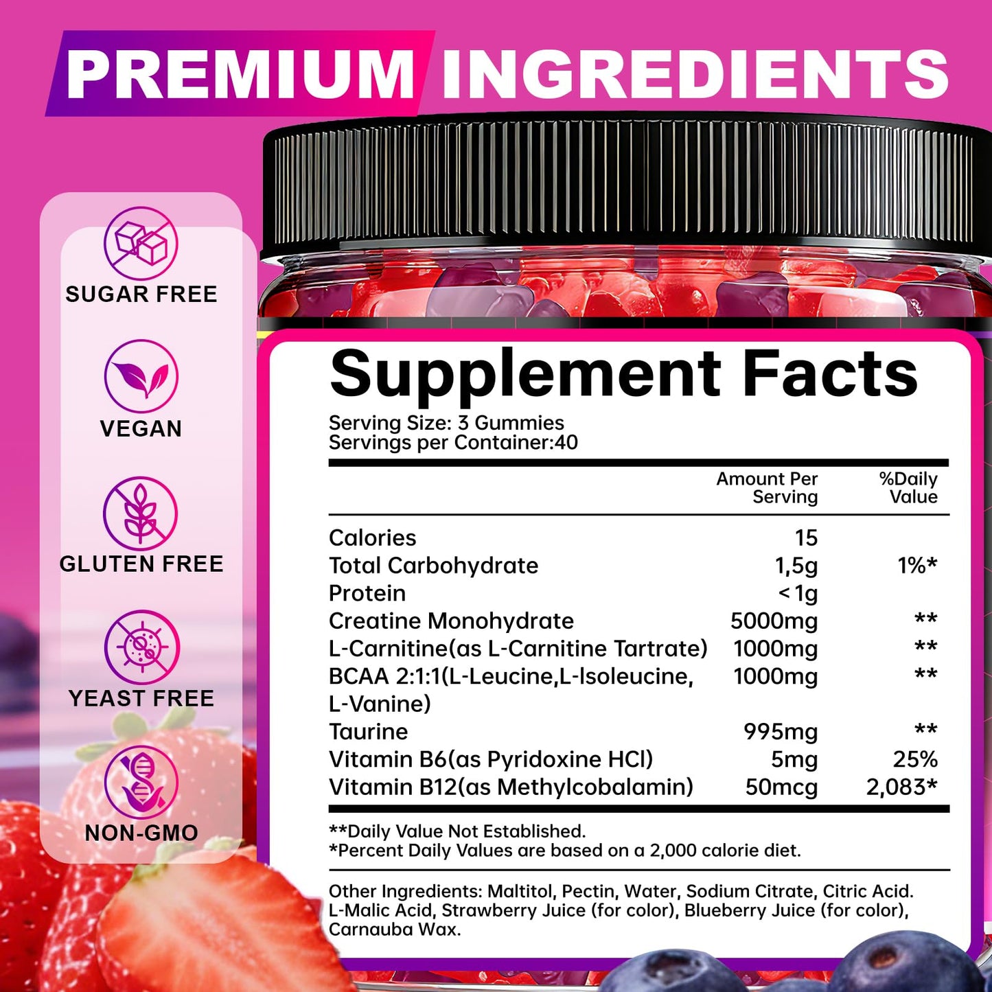 OSHICAR Creatine Gummies, 120 Count