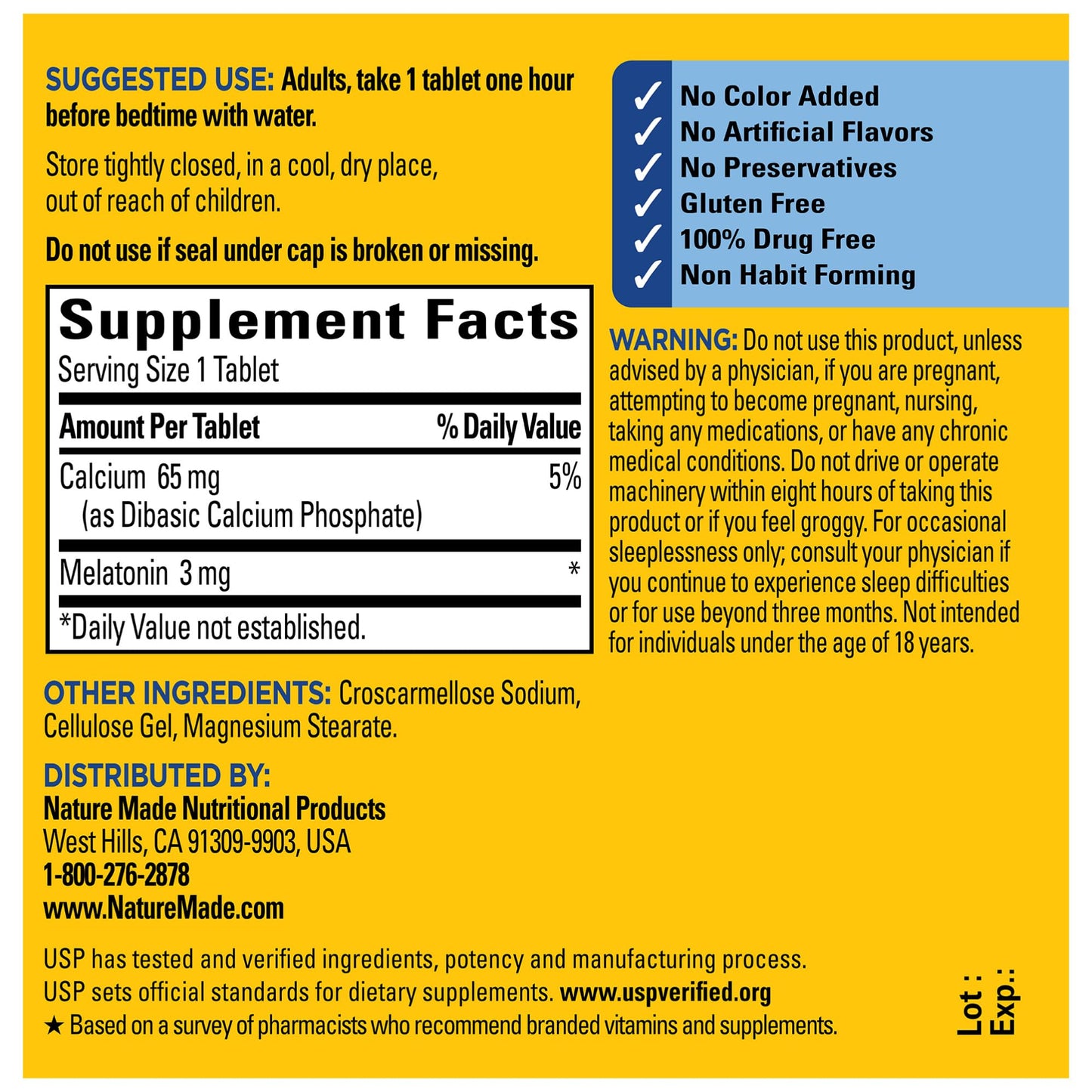 Nature Made Melatonin 3mg Sleep Aids for Adults Tablets, 240 Count