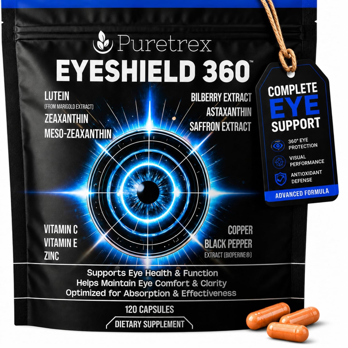 PURETREX EyeShield 360 Eye Supplements for Adults Over 50 1 Capsule