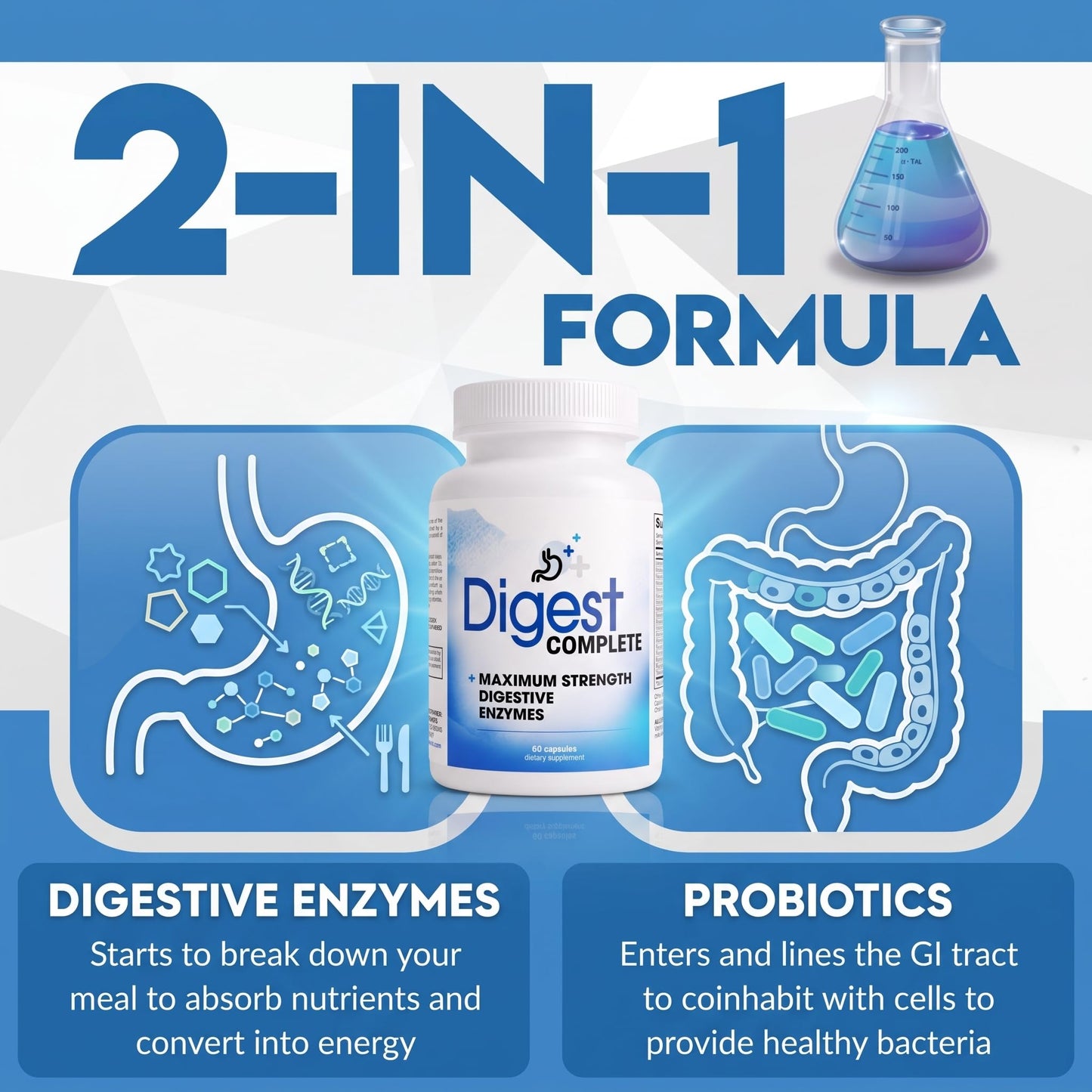 Instant Brands Digest Complete 2-in-1 Probiotic Digestive Enzymes Capsule 60