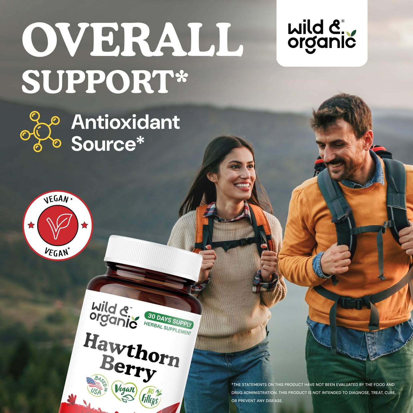 Wild & Organic Hawthorn Berry Capsules 1200 mg 60 Count