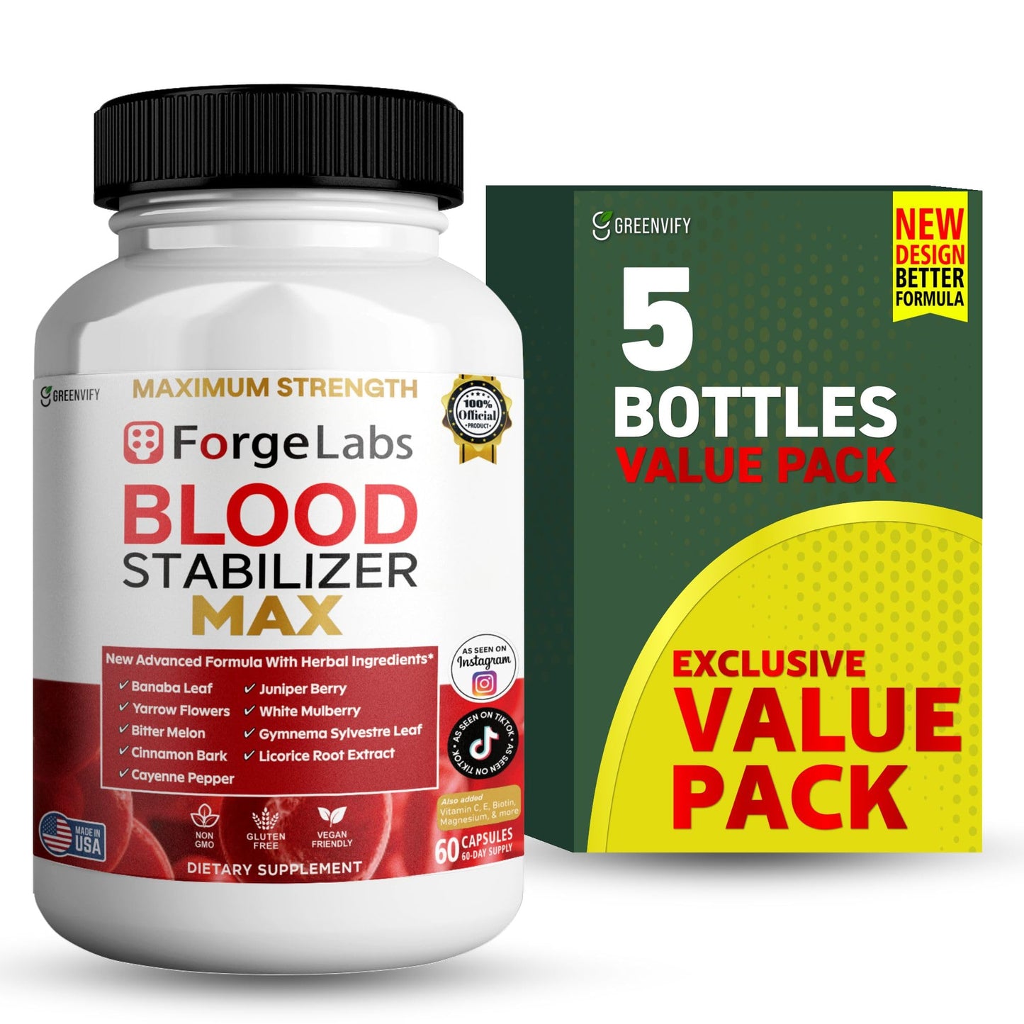 GREENVIFY ForgeLabs Blood Stabilizer Max Capsules, 60 Count