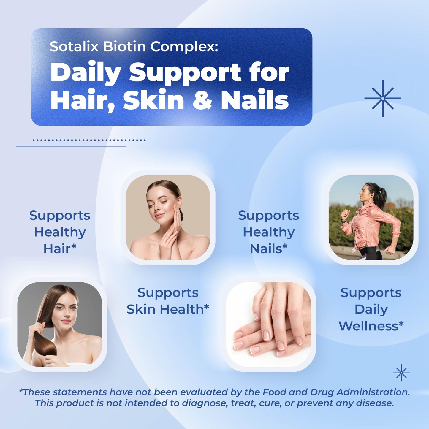 SOTALIX SUPPLEMENT Biotin with Collagen + Keratin Horsetail + Saw Palmetto, 180 Capsules