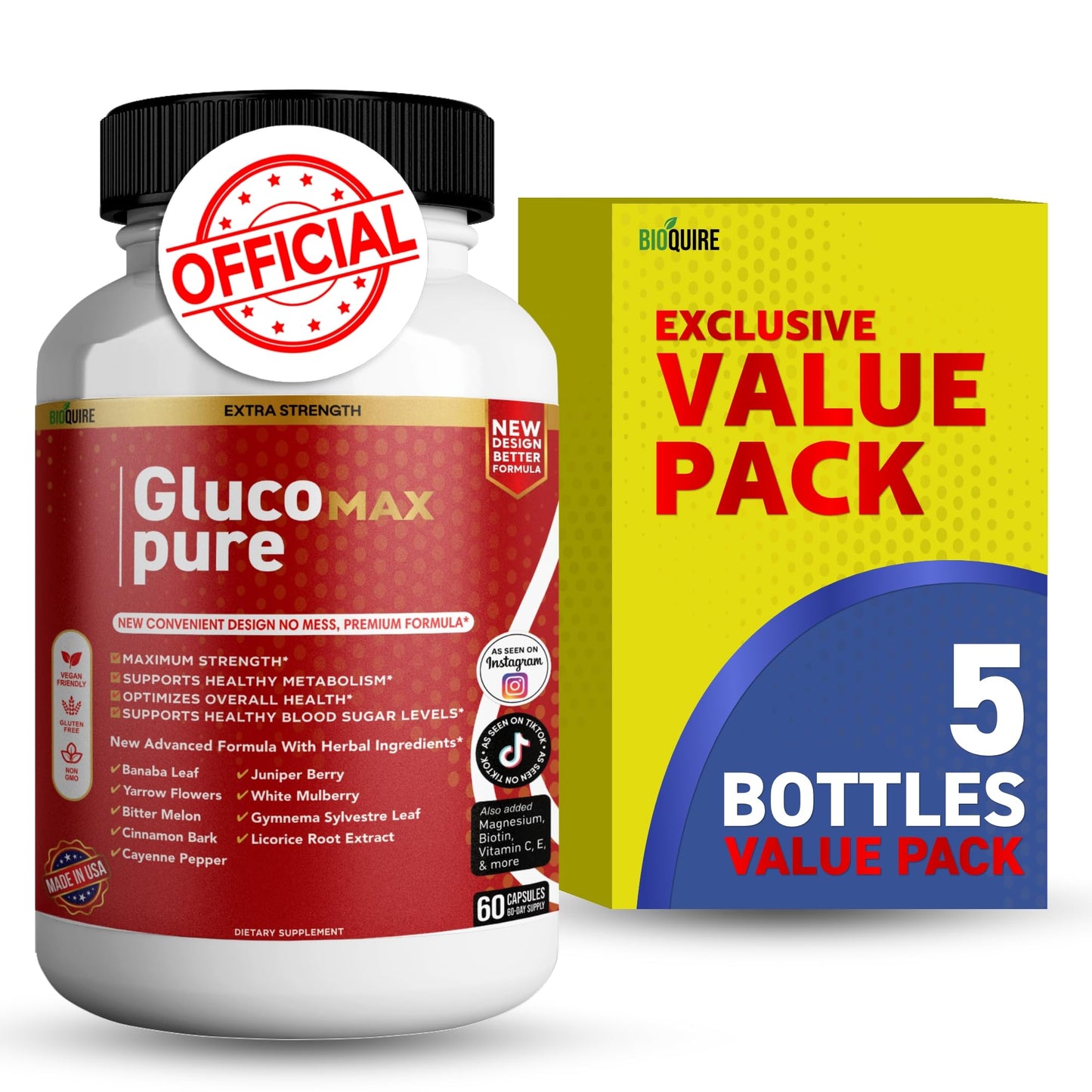 BIOQUIRE Gluco Max Pure Ultra Dietary Supplement Capsules 300