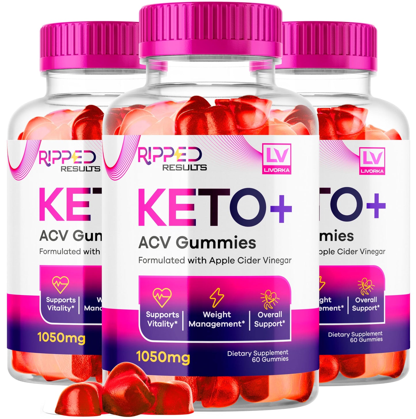 LIVORKA Ripped Results Keto Gummies, Gummy, 180 Gummies
