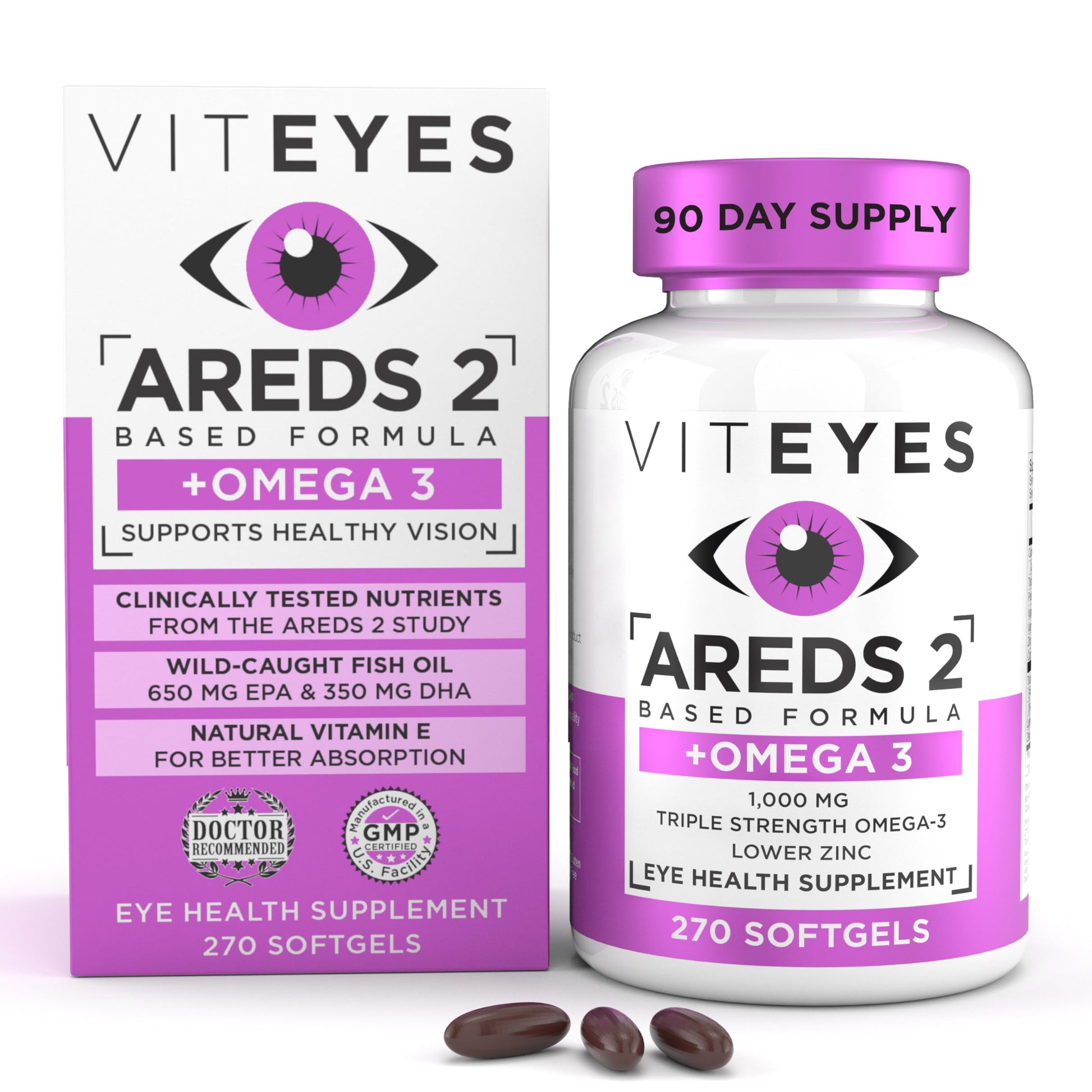 Viteyes AREDS 2 + Omega-3 Macular Support Softgels, 270