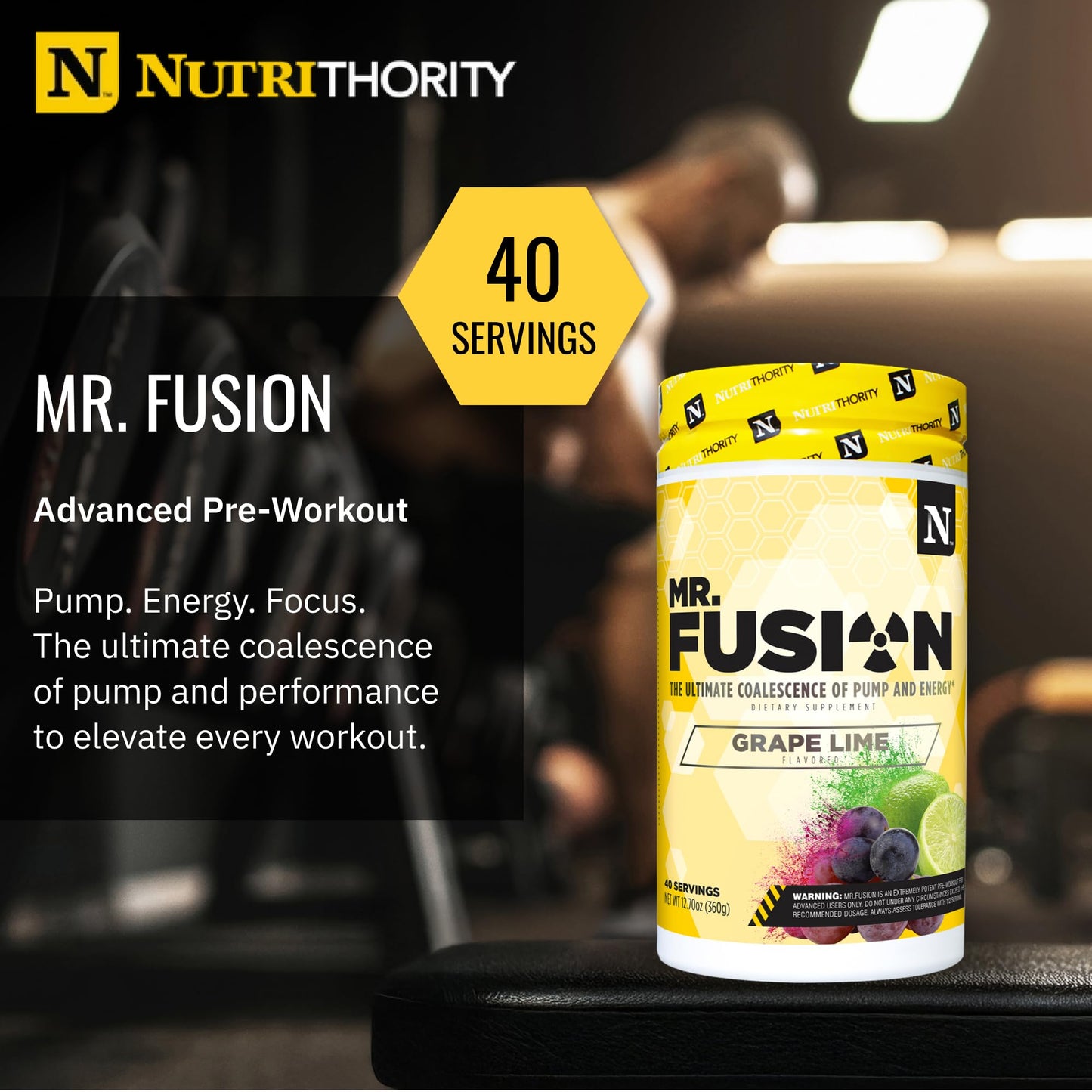 Nutrithority Mr. Fusion Pump Pre Workout Powder 12.2 Ounce