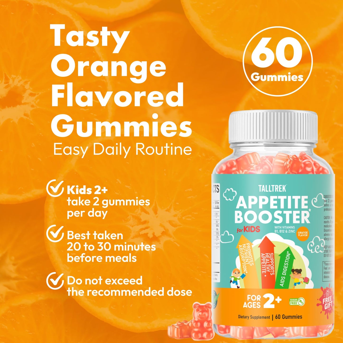 TallTrek Appetite Booster for Kids Gummies 60 Count