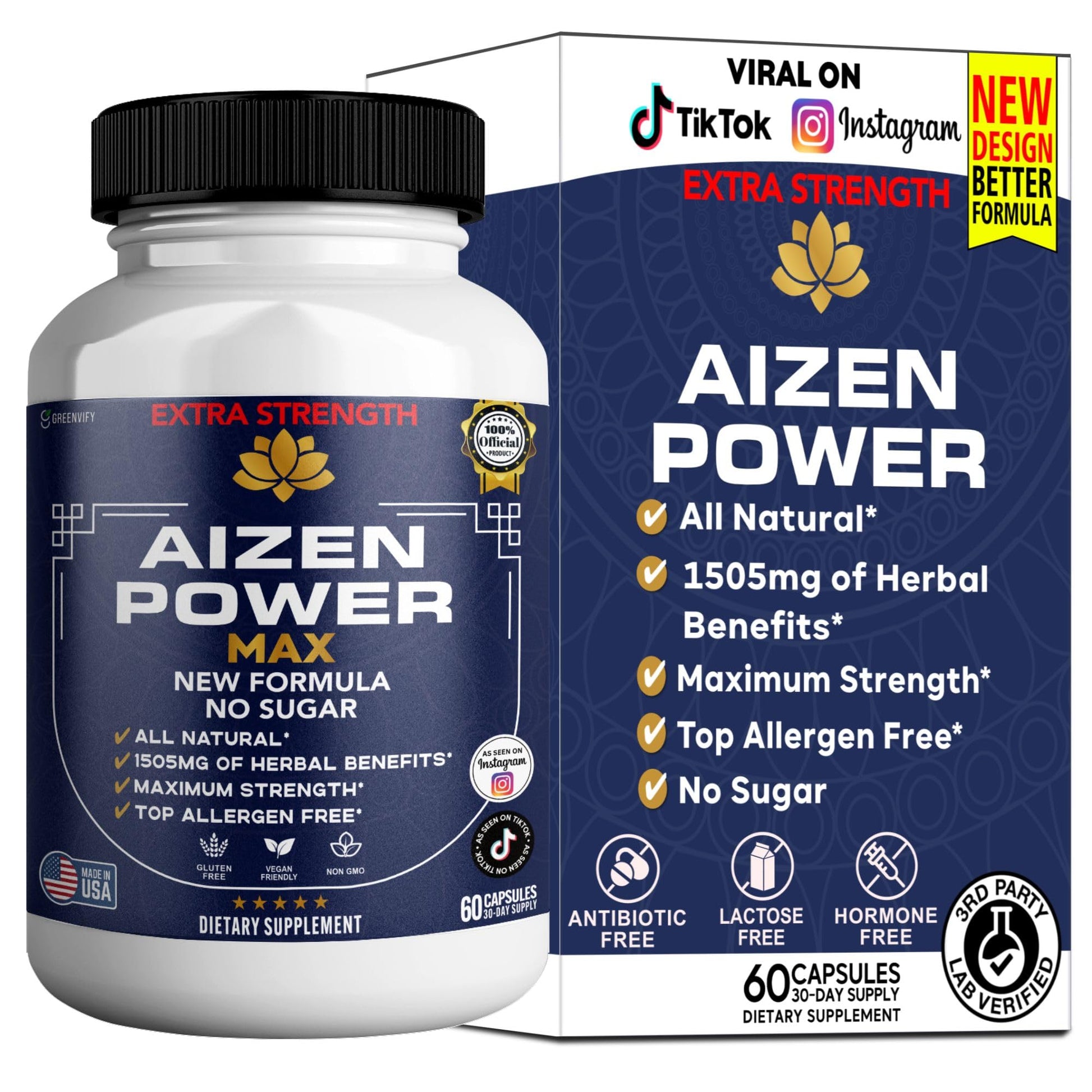 GREENVIFY Aizen Power Max Extra Strength Maca Root Complex, 60 Capsules