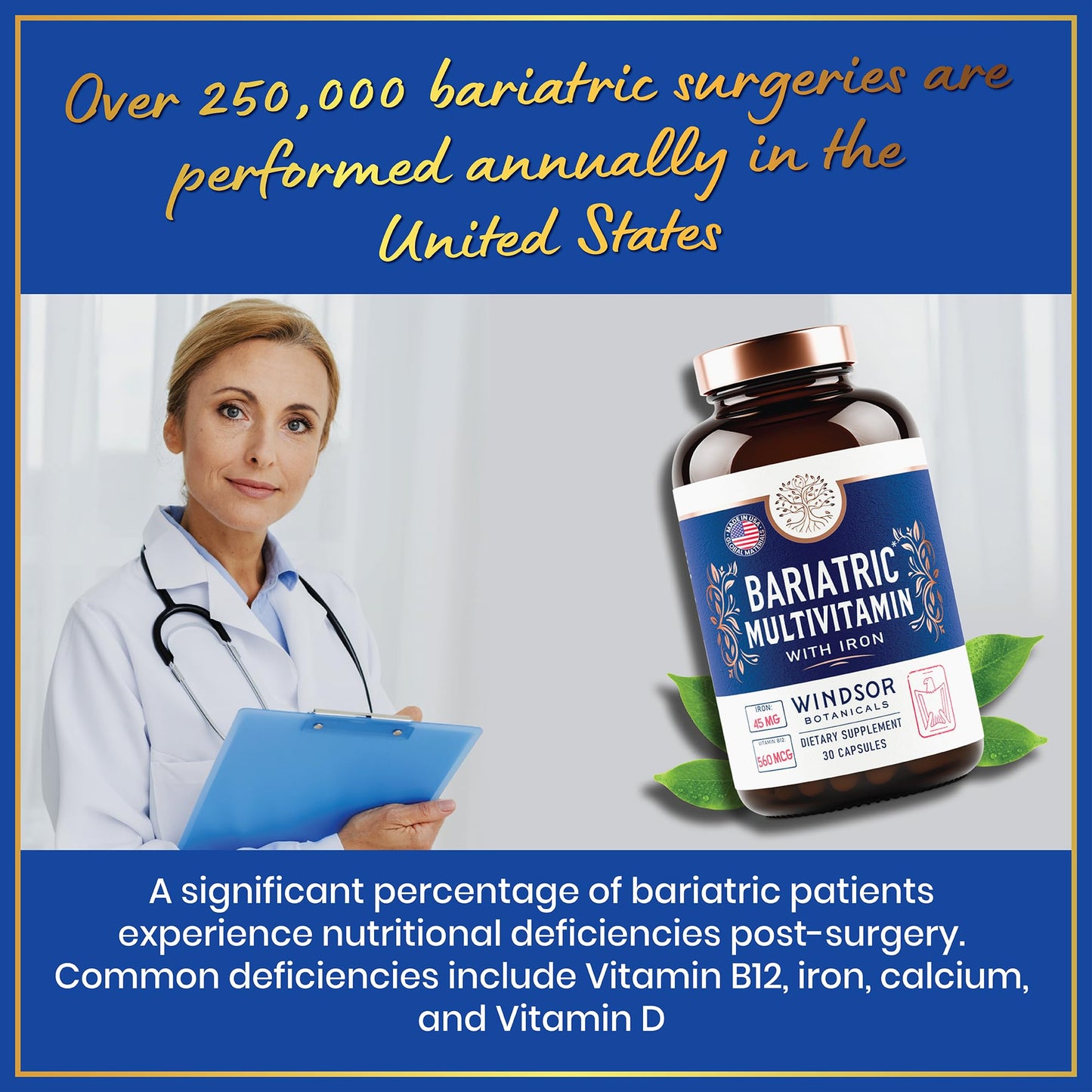 Windsor Botanicals Bariatric Multivitamin with Iron Capsule, 30 Count