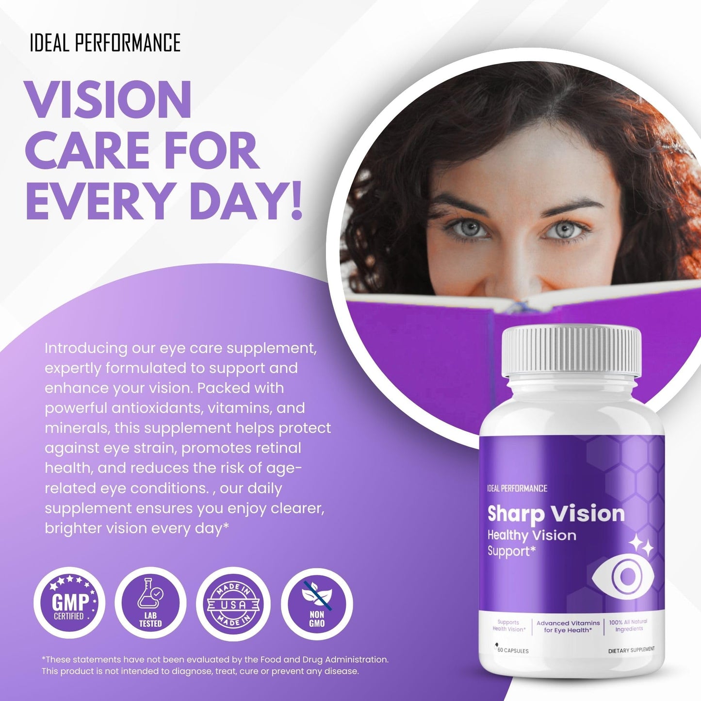 IDEAL PERFORMANCE Sharp Vision Eye Supplement Capsules, 120 Capsules