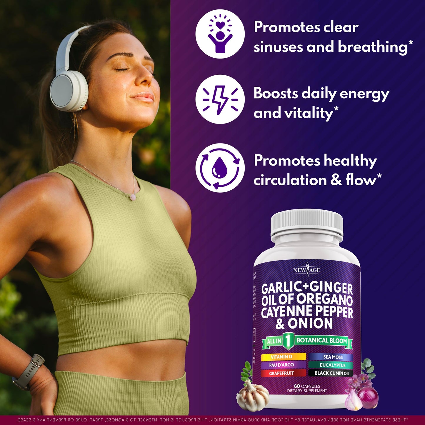 NEW AGE Garlic + Ginger Supplement 120 Capsules