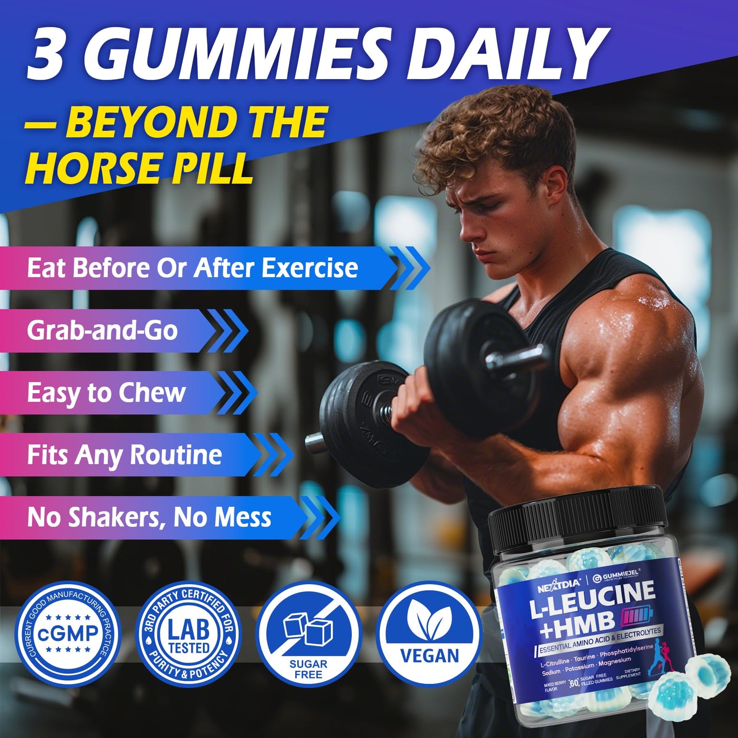 Nextdia HMB and L-Leucine Gummies 60 Count