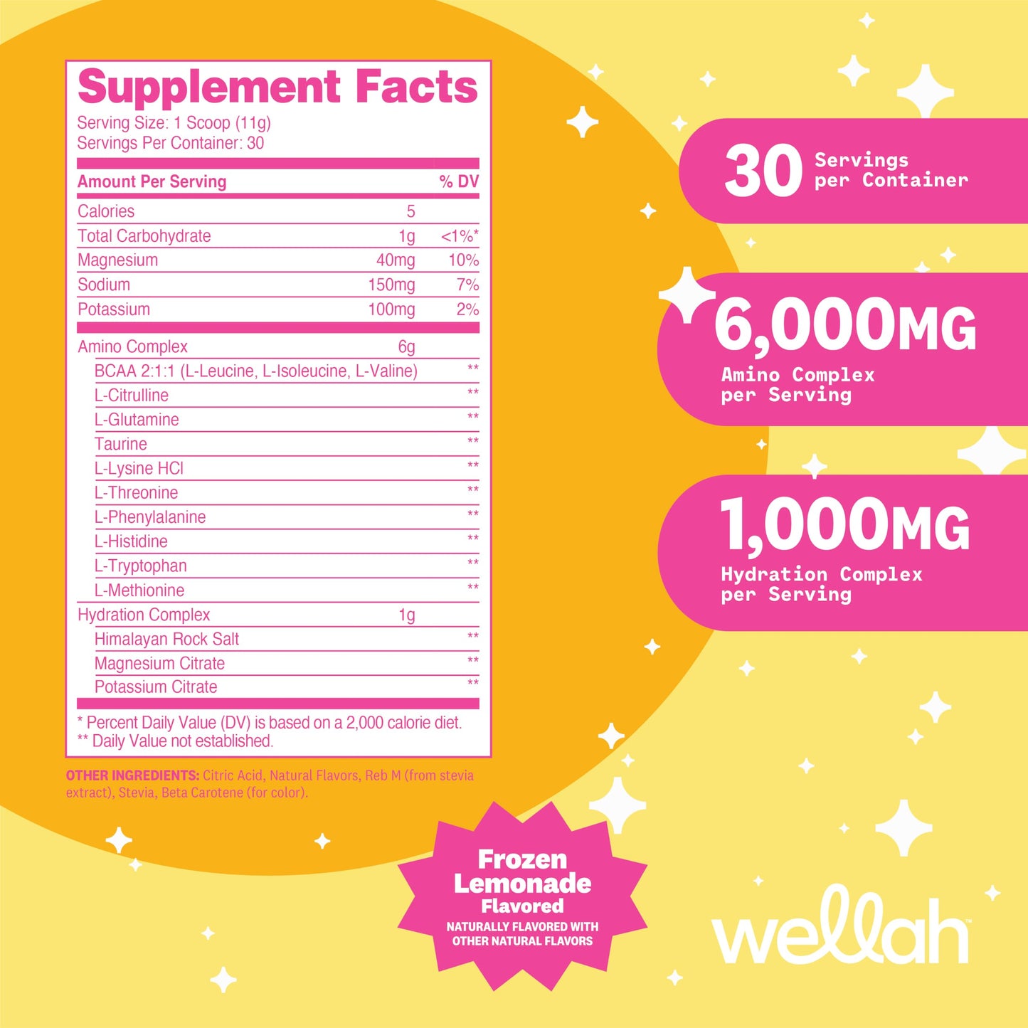 Wellah BCAAs (Frozen Lemonade Flavored) Powder 11.4 Ounce