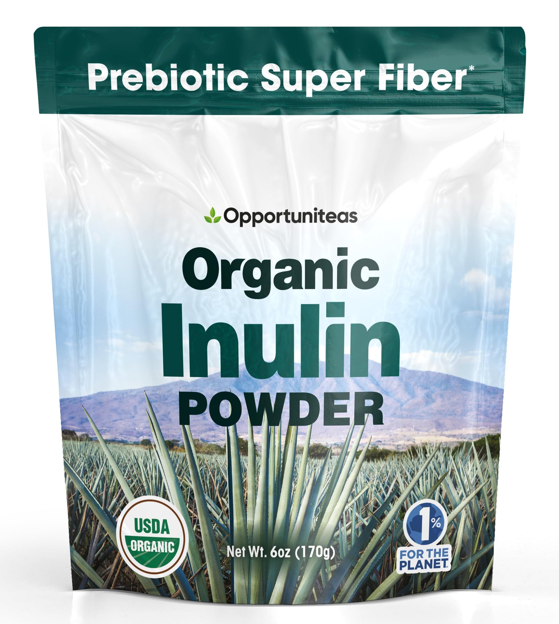 Opportuniteas Organic Agave Inulin Powder, 6 Ounce