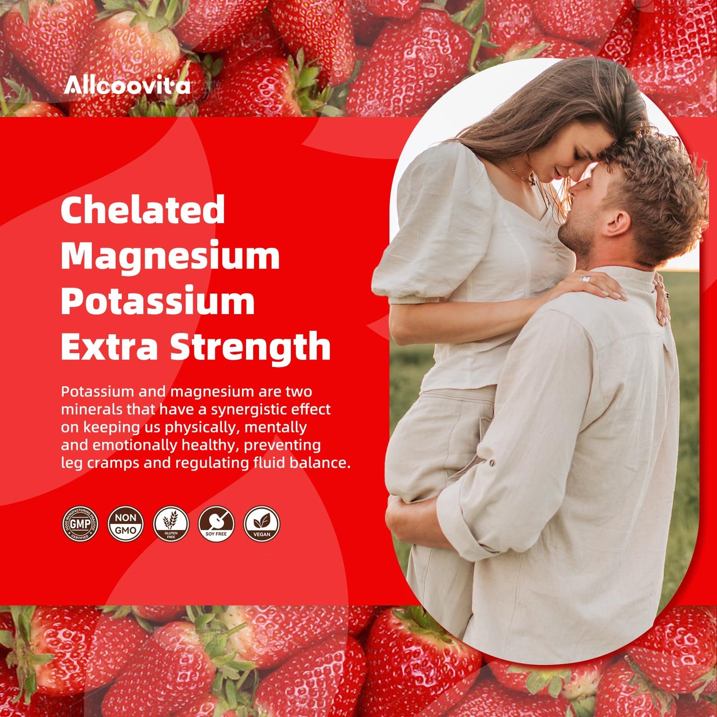Allcoovita Magnesium Glycinate Gummies 1000mg Sugar Free with Vitamin D, B6 & CoQ10 for Calm Mood & Sleep Support, 60 Gummies