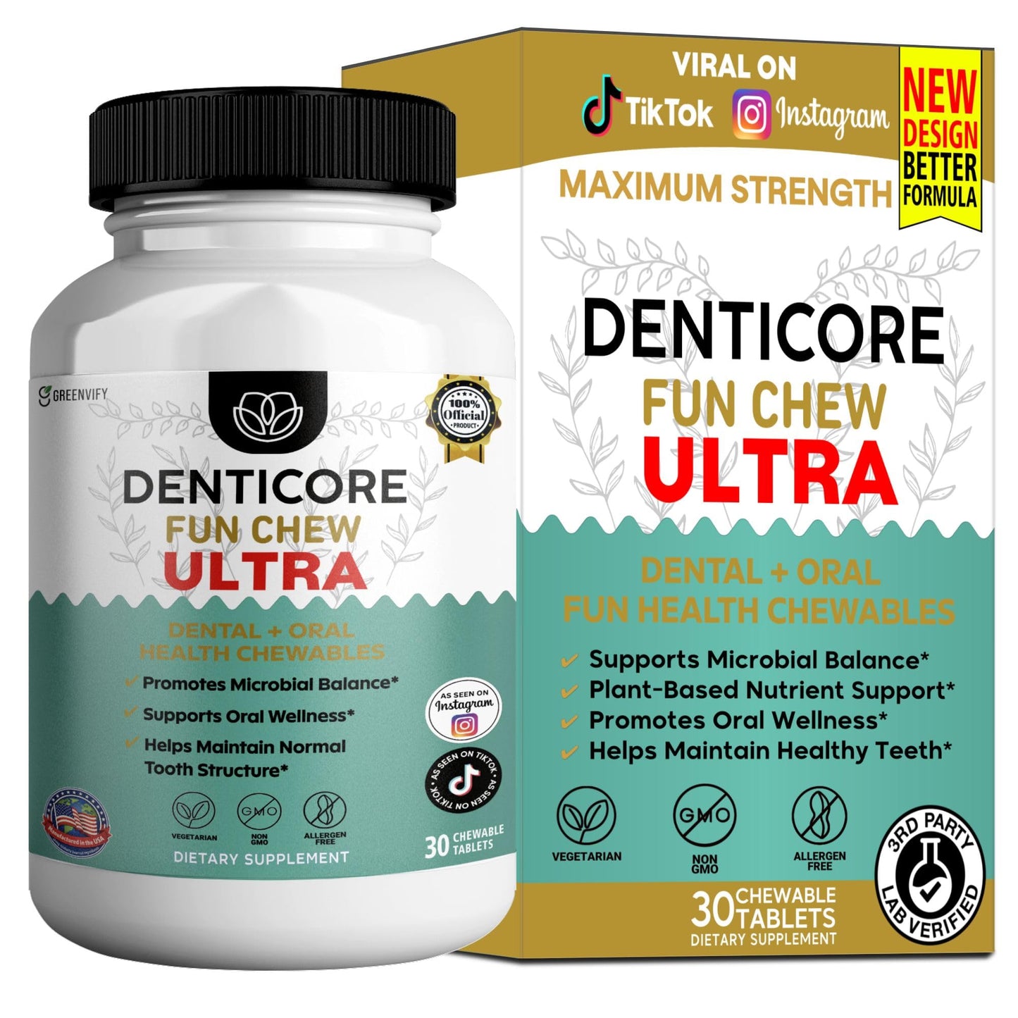 GREENVIFY DentiCore Fun Chew Ultra 1 Chewable Tablet, 30 Count