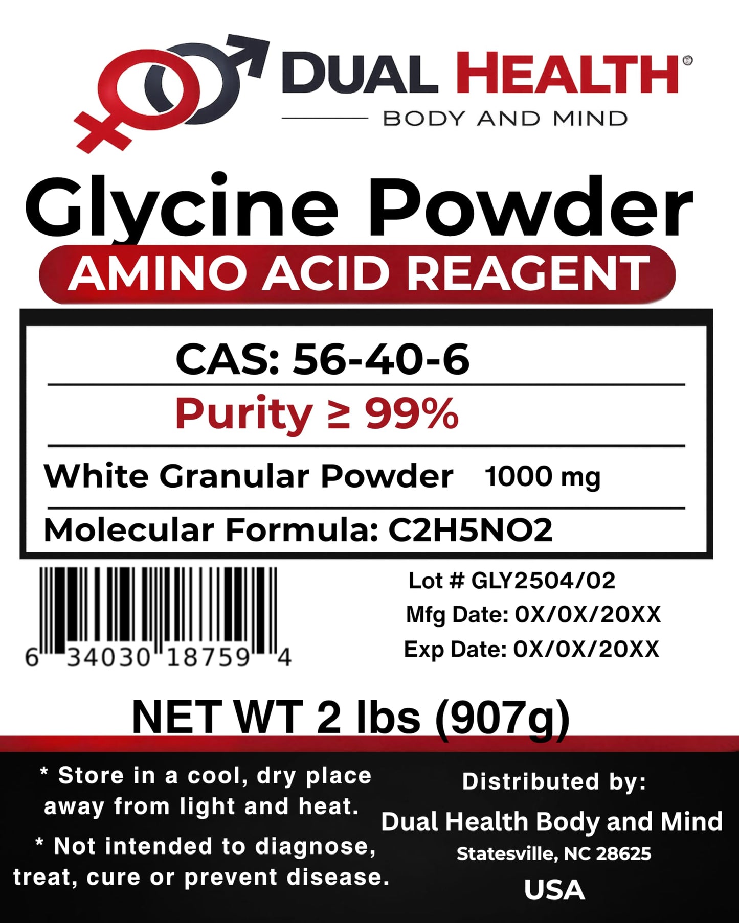 Dual Health Body & Mind Glycine Powder, 32