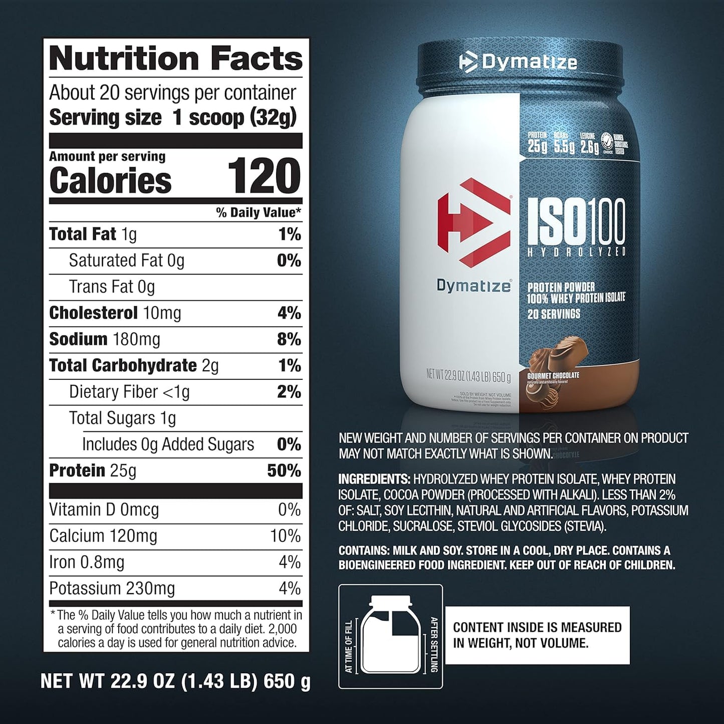 Dymatize ISO100 Whey Isolate Protein Powder, Gourmet Chocolate, 48 Servings
