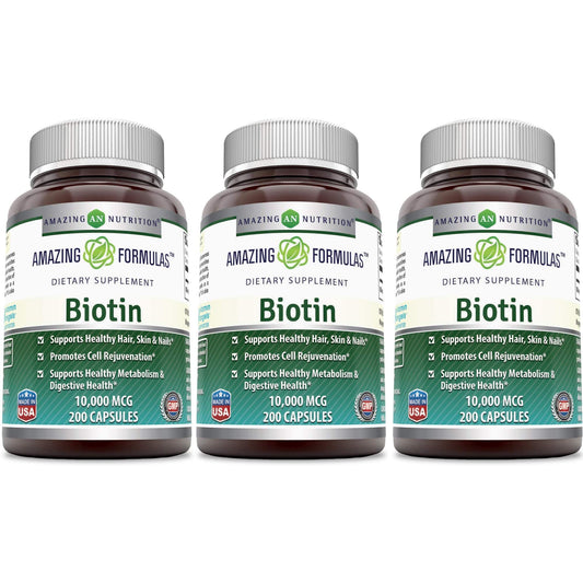 Amazing Nutrition Biotin 10,000 mcg Dietary Supplement, Capsule, 200 Capsules