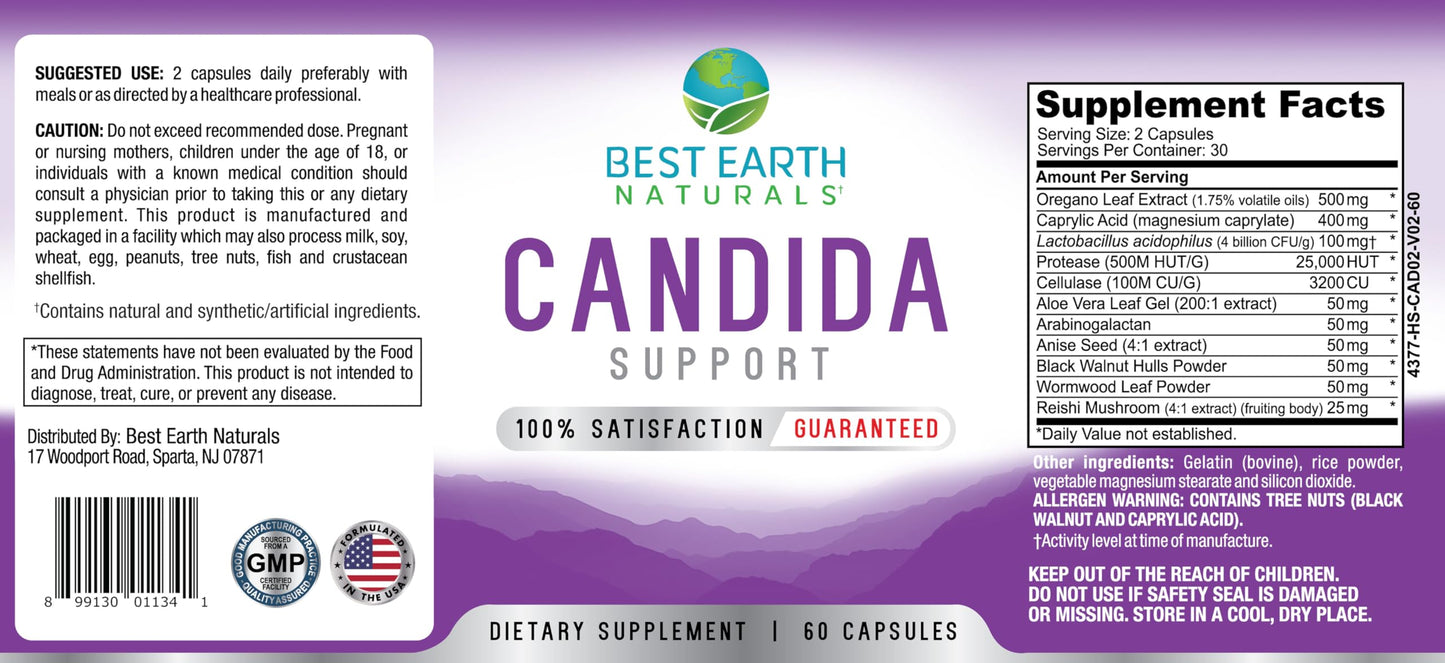 Best Earth Naturals Candida Support Supplement Capsule 60 Count