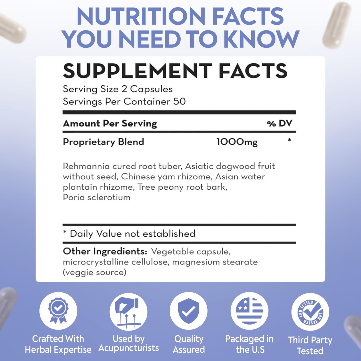 DAO Labs Six Ingredient Pill with Rehmannia Liu Wei Di Huang Wan Capsules, 100 Count