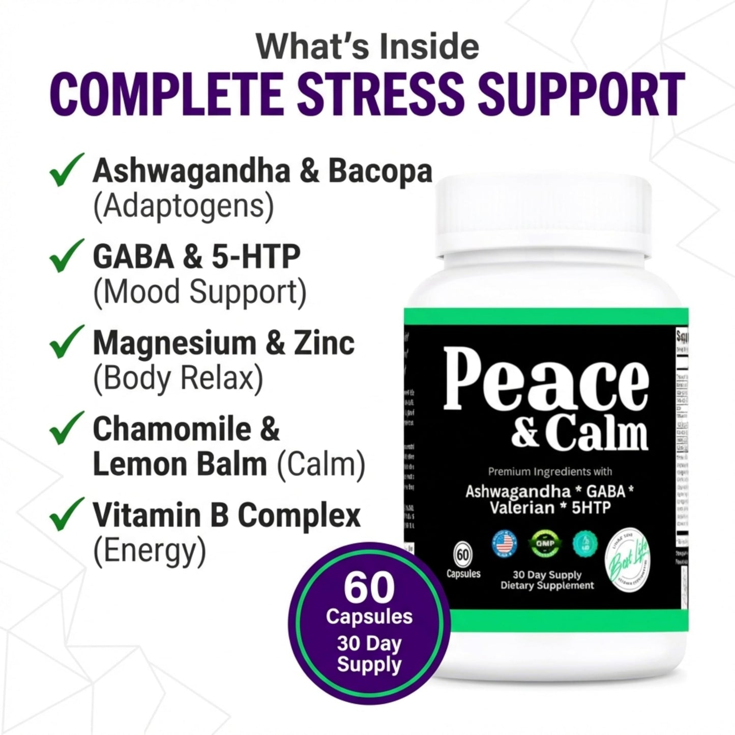 THIS LITTLE HOUSE OF MINE Peace and Calm Stress Support Supplement Tablet, 60 Count