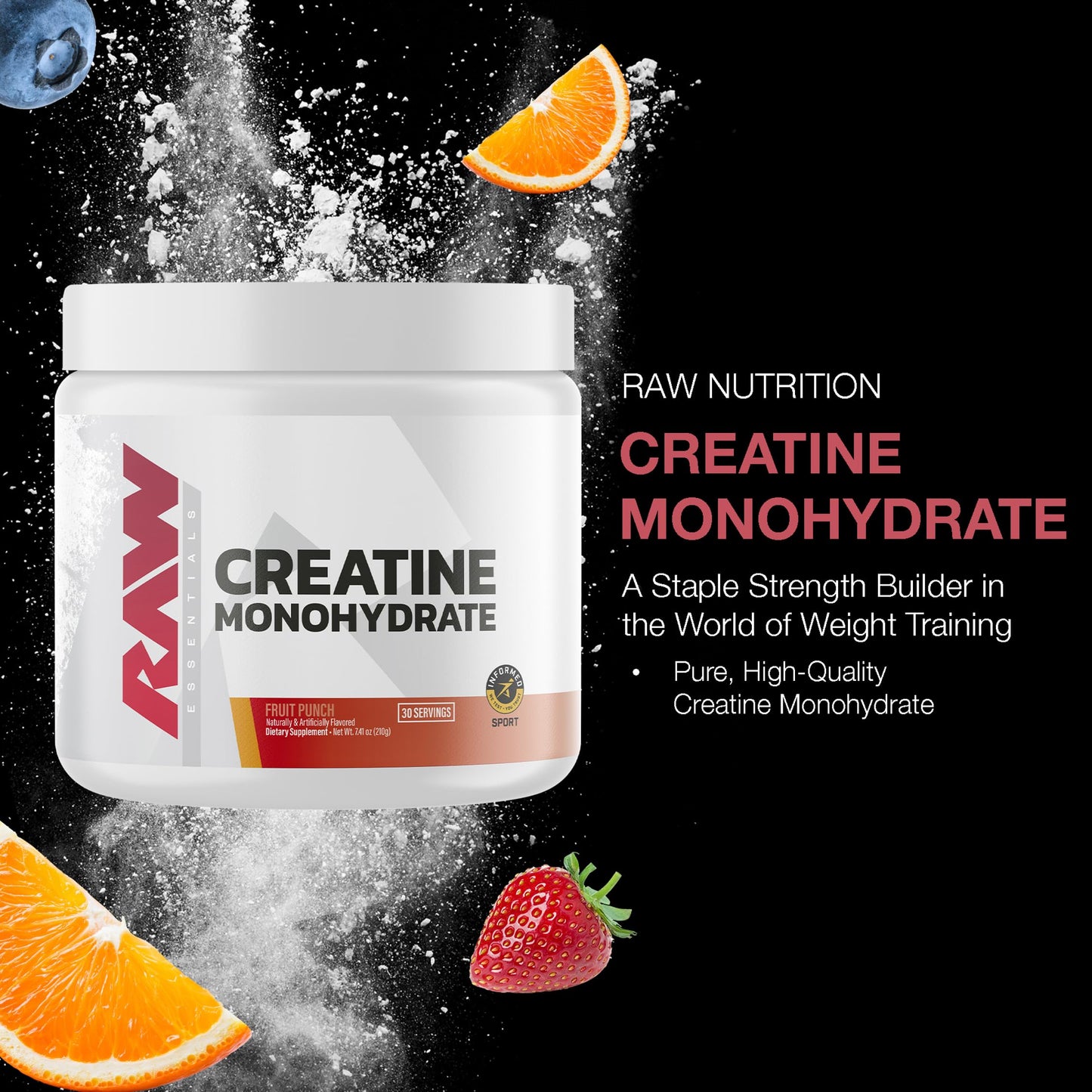 RAW Creatine Monohydrate Powder 12.35 Ounce