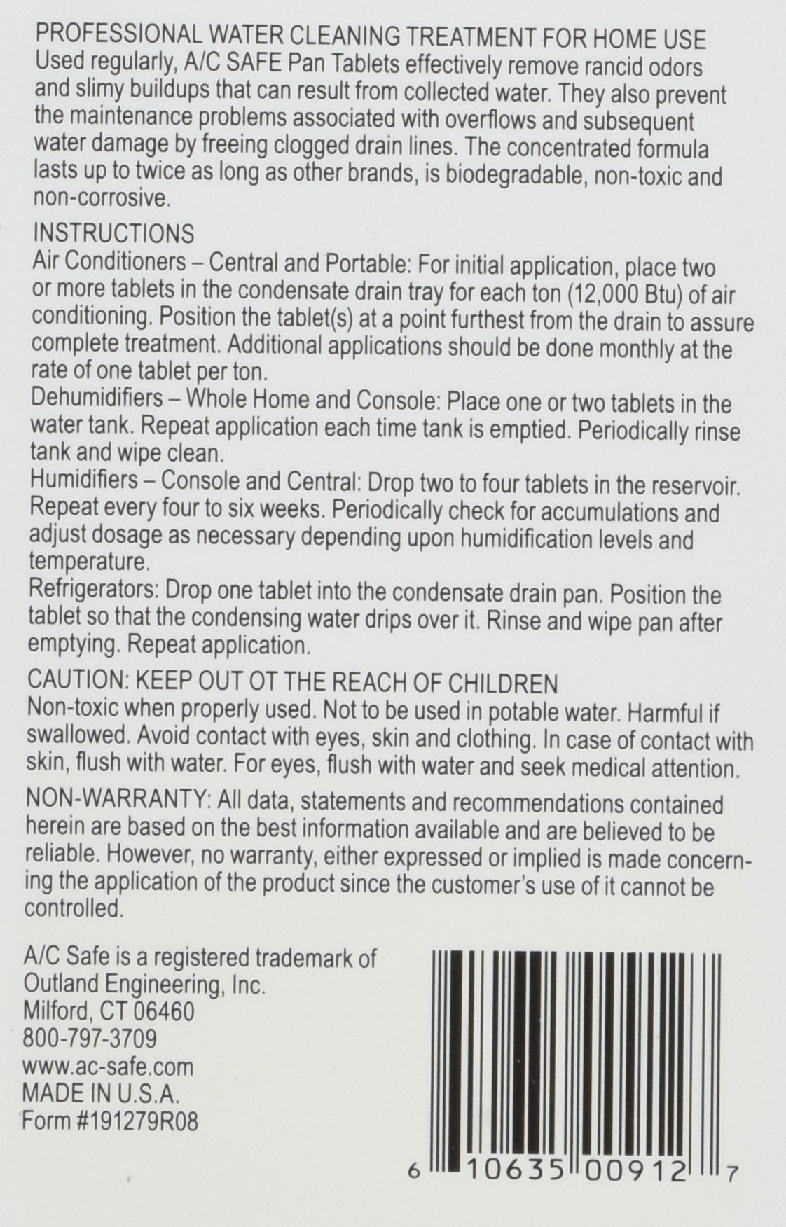 Outland Engineering Air Conditioner Pan Cleaner Tablets 6 Count