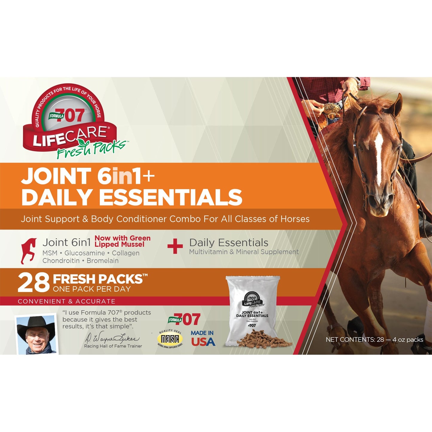 Formula 707 Joint 6in1 + Daily Essentials Combo Fresh Packs Equine Supplement Powder, 1