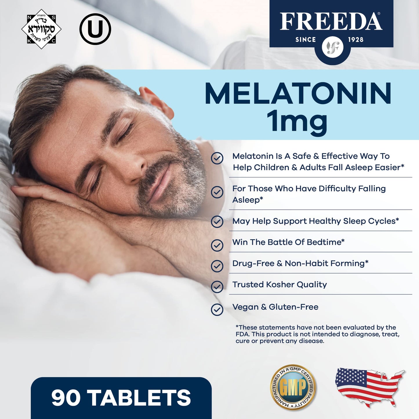 FREEDA Melatonin 1 mg Sugar-Free Chewable Tablets 180 Count