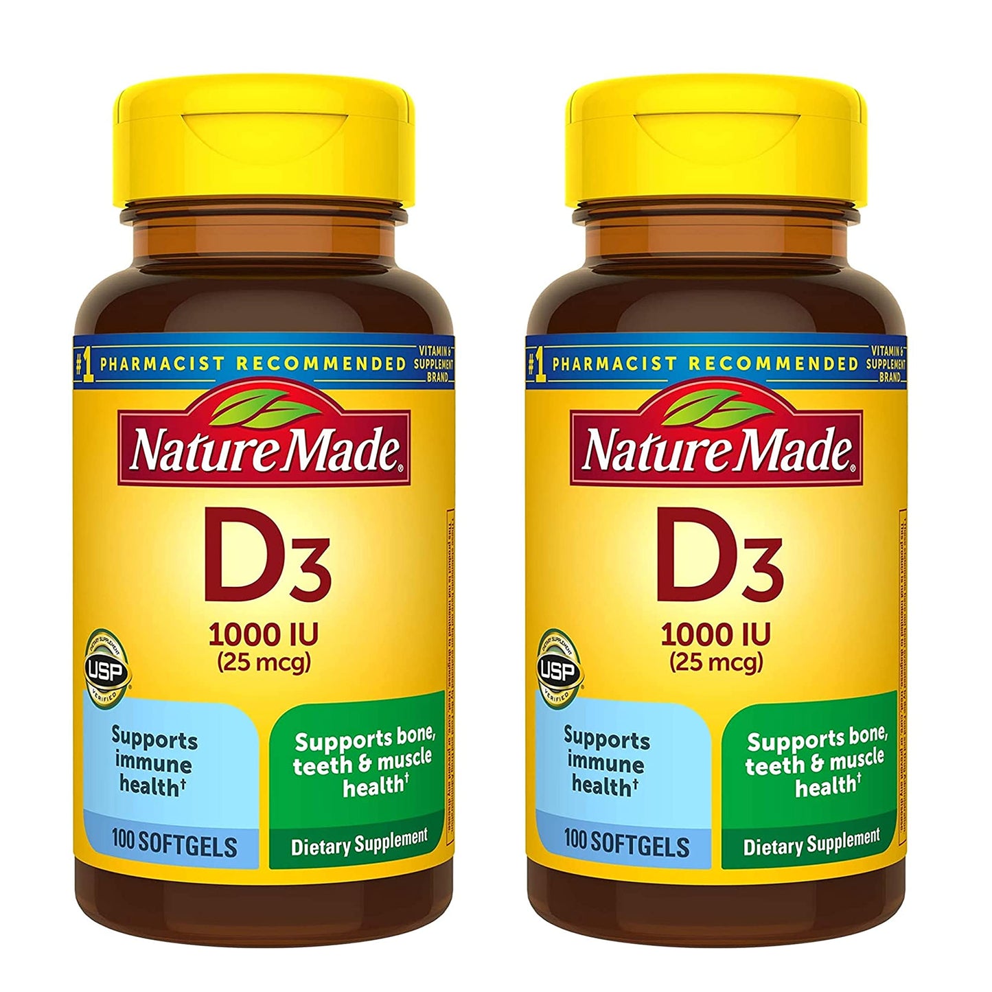 Nature Made Vitamin D3 1000 IU Supplement Softgels, 200 Count