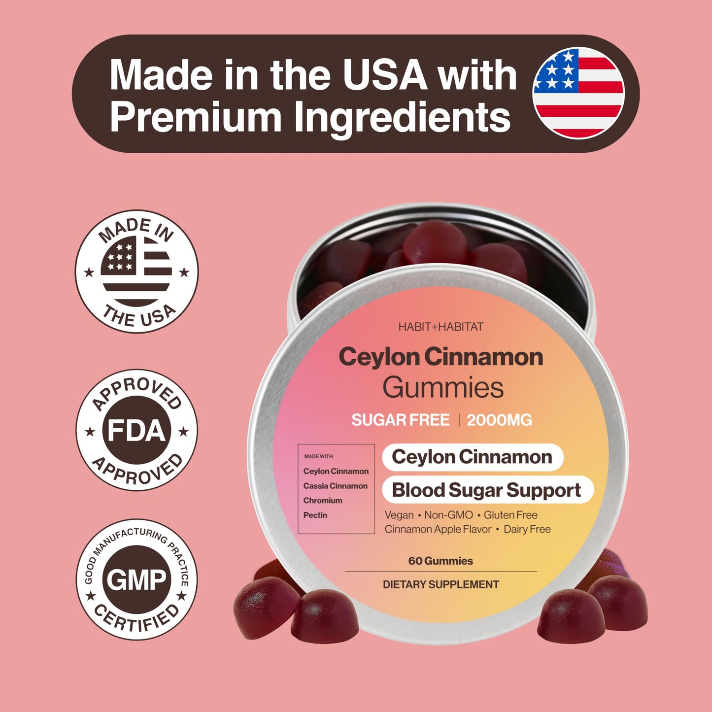 Habit + Habitat Ceylon Cinnamon Gummies, 60 Count