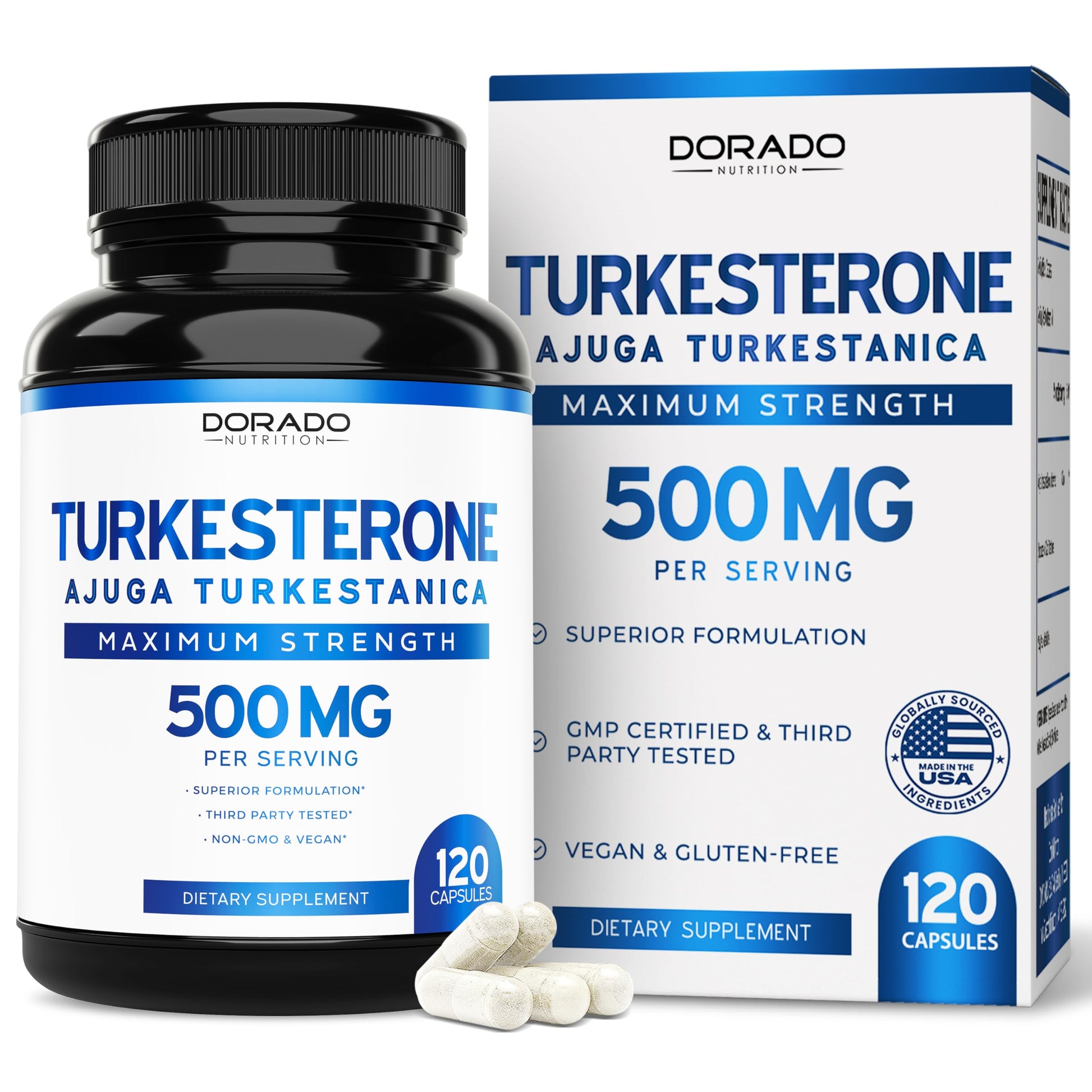 DORADO NUTRITION Turkesterone Supplement 500mg Capsule, 120 Count
