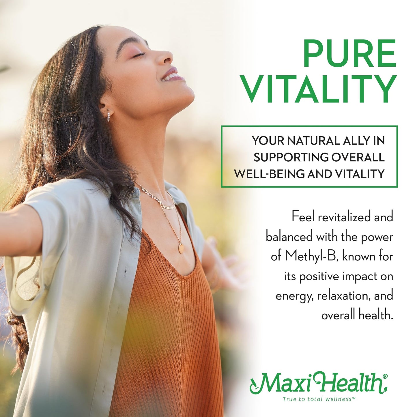 Maxi Health Stress B Complex Vitamins – Methyl-B Supreme with Methylated B12, B6, Folate & Biotin – Calm, Energy & Relaxation Support – 60 Capsules