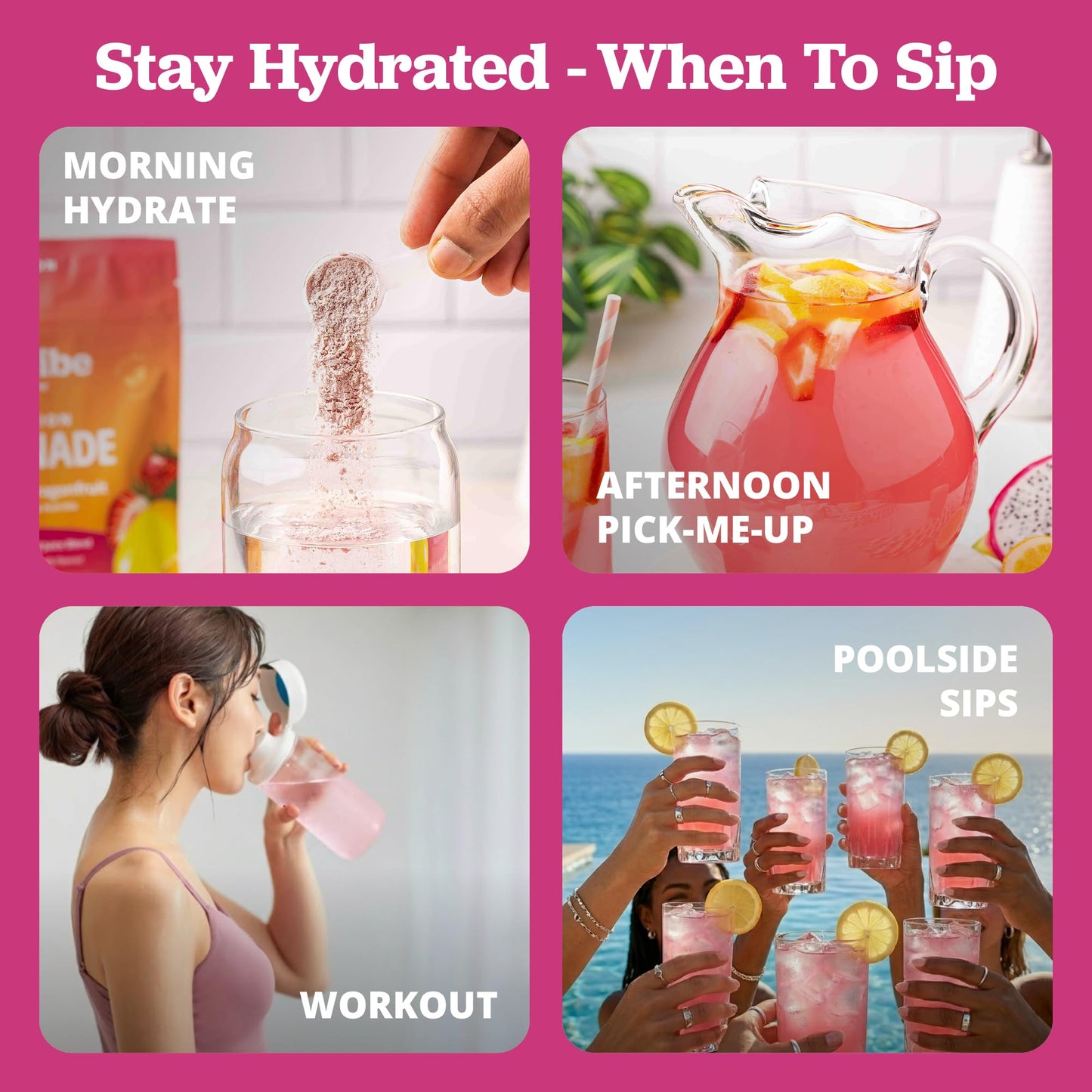 All About Juicing PuriVibe Hydration Lemonade Electrolyte Strawberry Dragonfruit Powder 4.1 oz