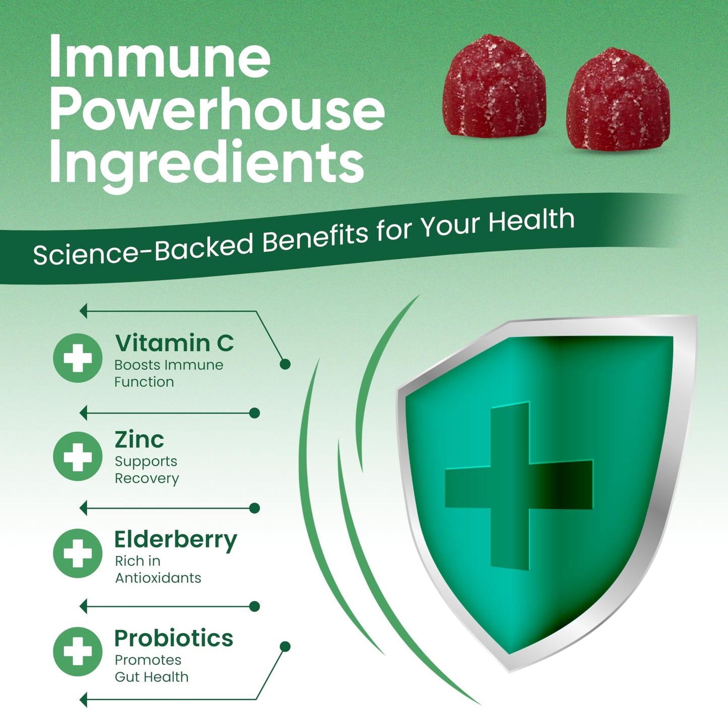 Haydar Marketplace Immune Boosters for Adults Gummies 60 Ct