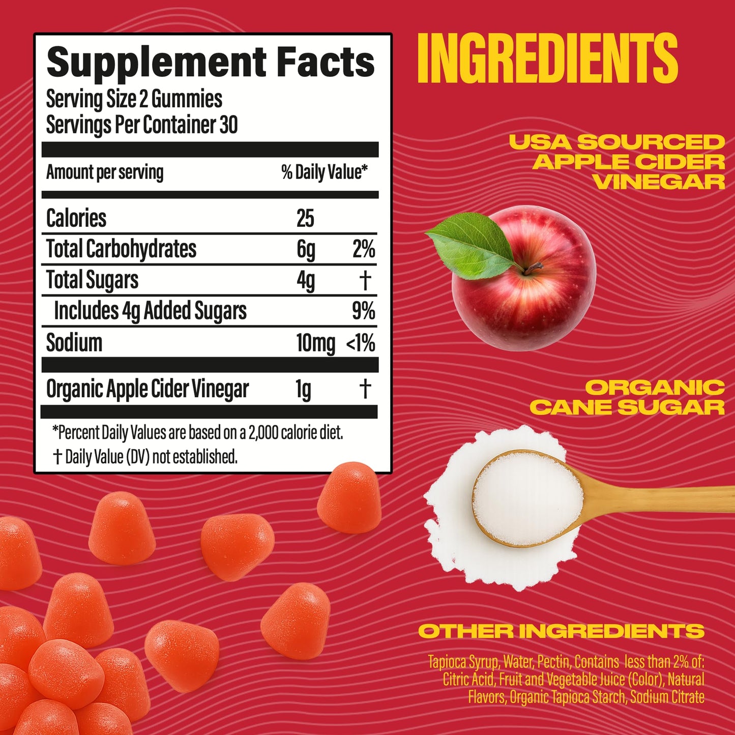 BUBS Naturals Apple Cider Vinegar Gummies with The Mother, 60 Count