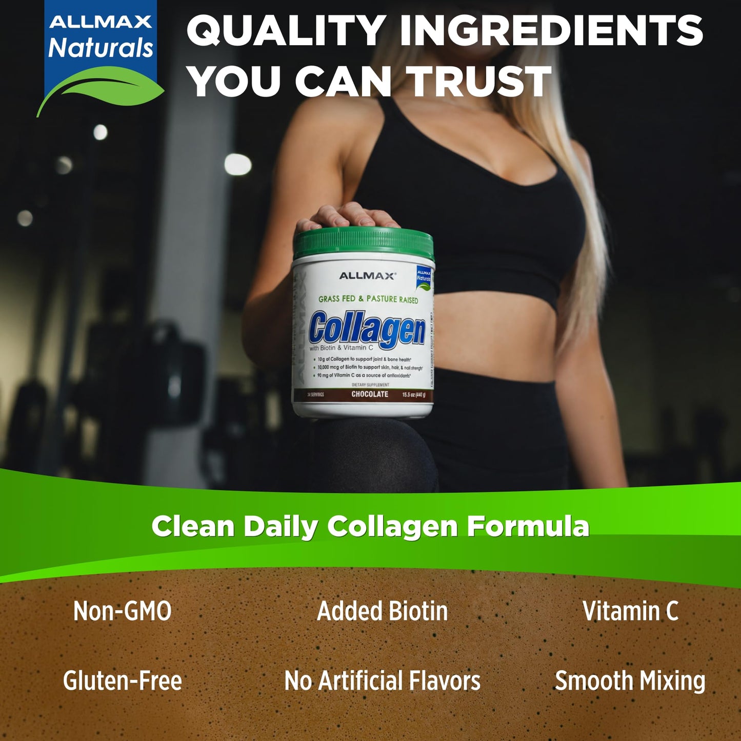ALLMAX Collagen Peptides Powder Chocolate, 6.67 oz, 30 Servings