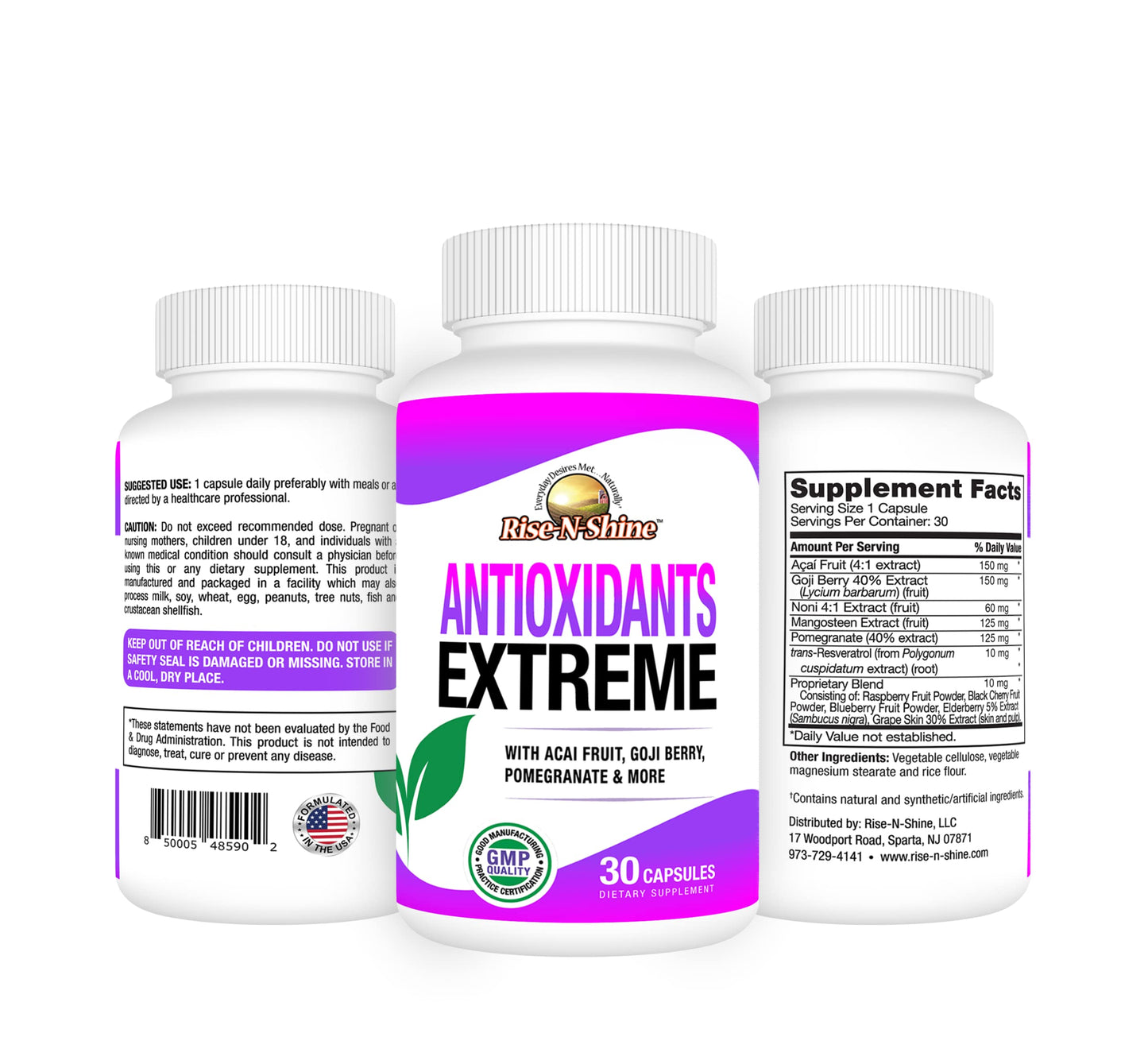 Rise-N-Shine Antioxidants Extreme Supplement Capsules, 30 Count