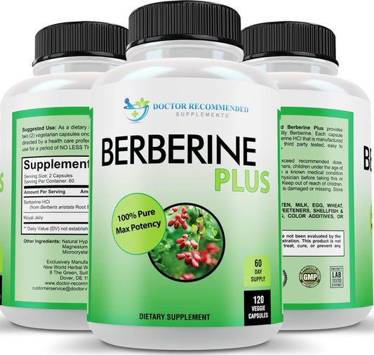 DOCTOR RECOMMENDED SUPPLEMENTS Berberine Plus 1200mg Per Serving with Royal Jelly Capsule, 120 Count
