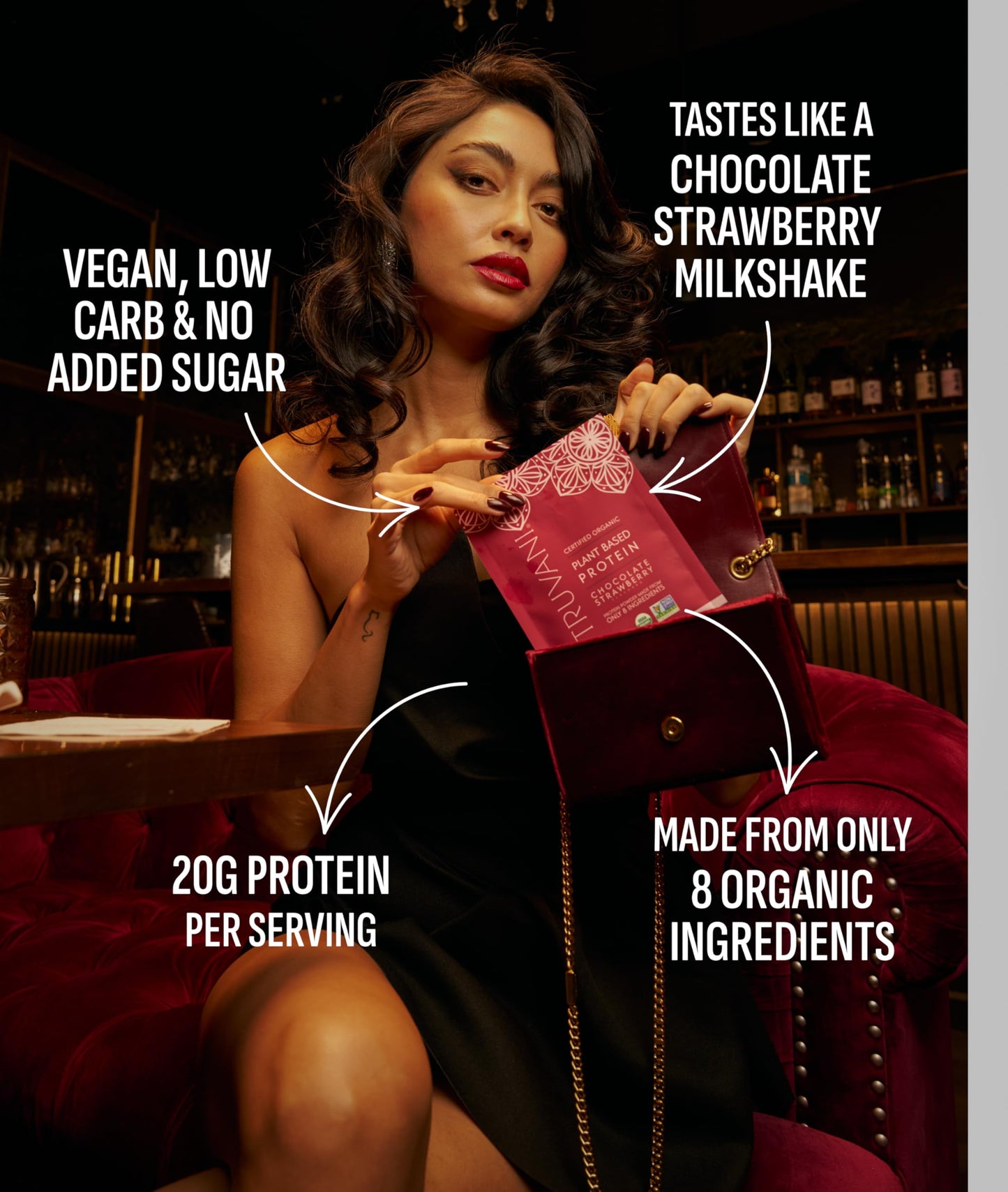 Truvani Vegan Pea Protein Powder Chocolate Strawberry, 20 Servings