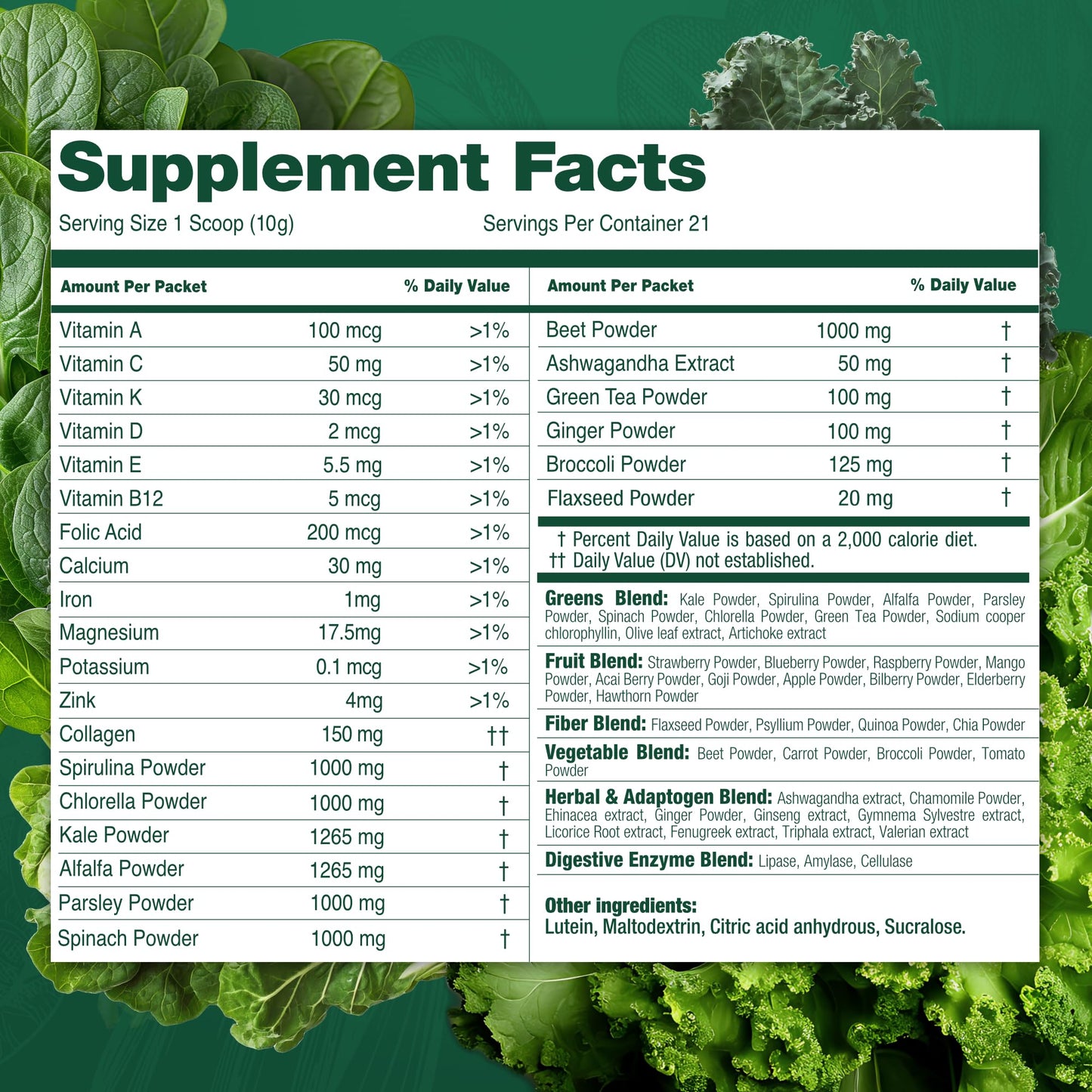 Total Tea Super Greens Powder 8.89 Ounce