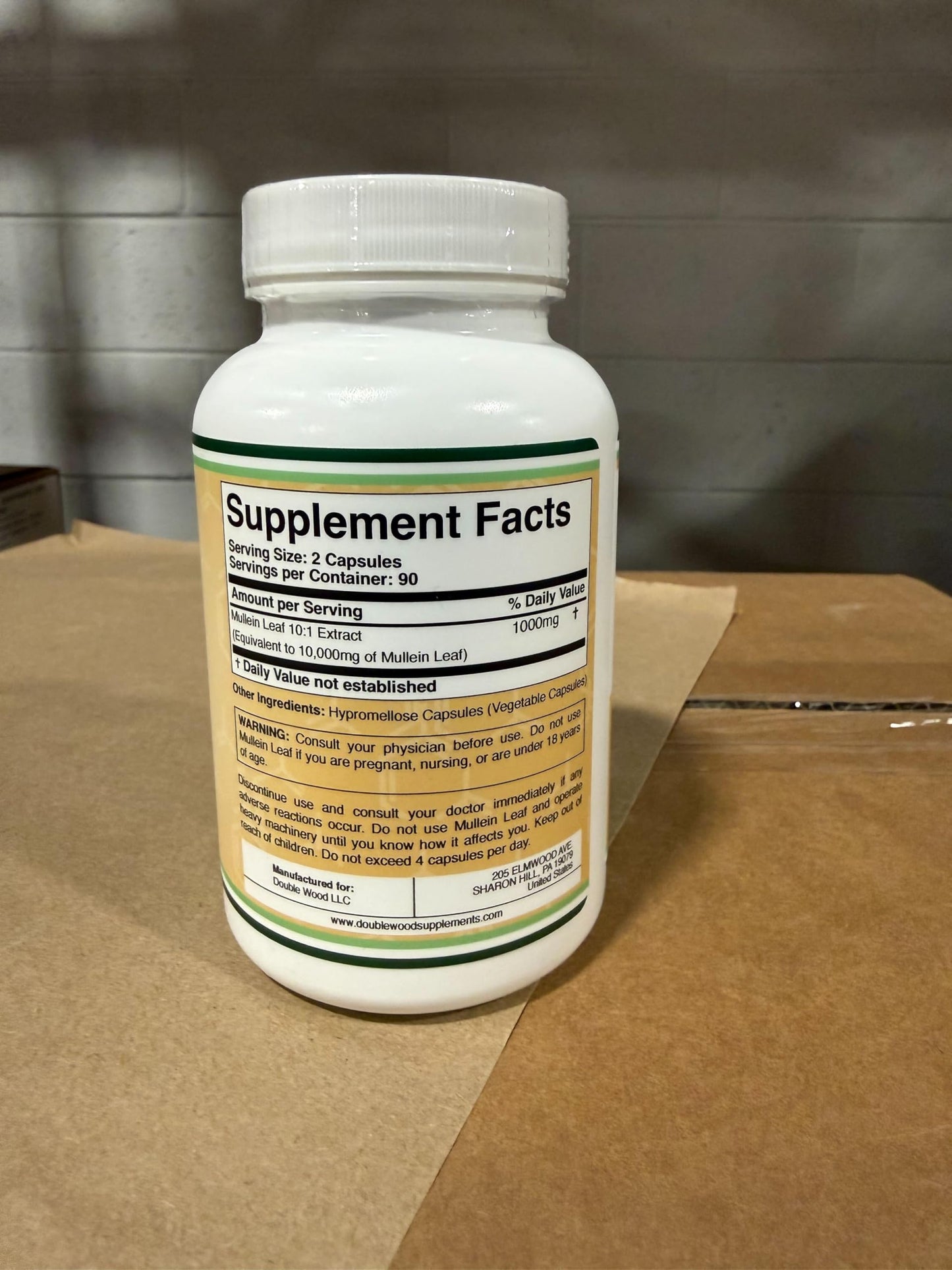 Double Wood Supplements Mullein Leaf 1000mg Capsule, 180 Capsules
