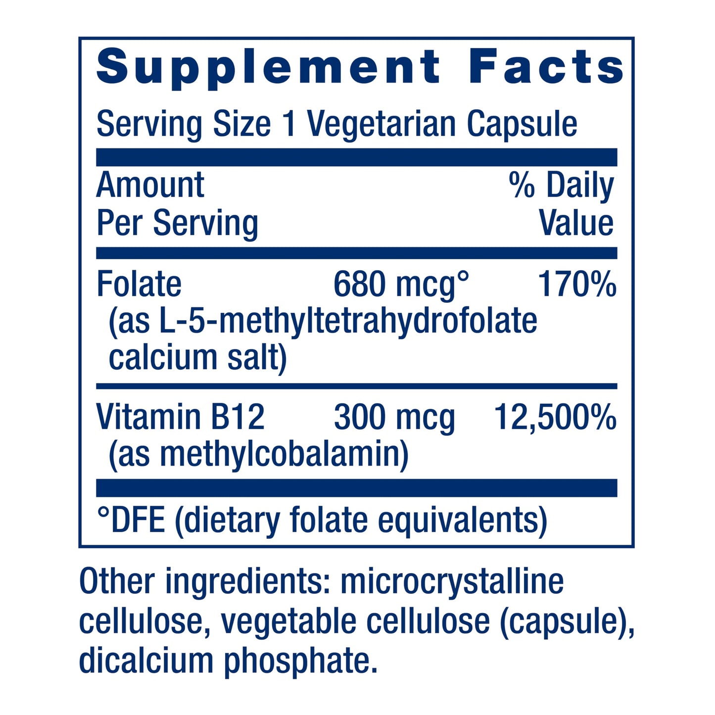 Life Extension BioActive Folate & Vitamin B12 Capsules 90